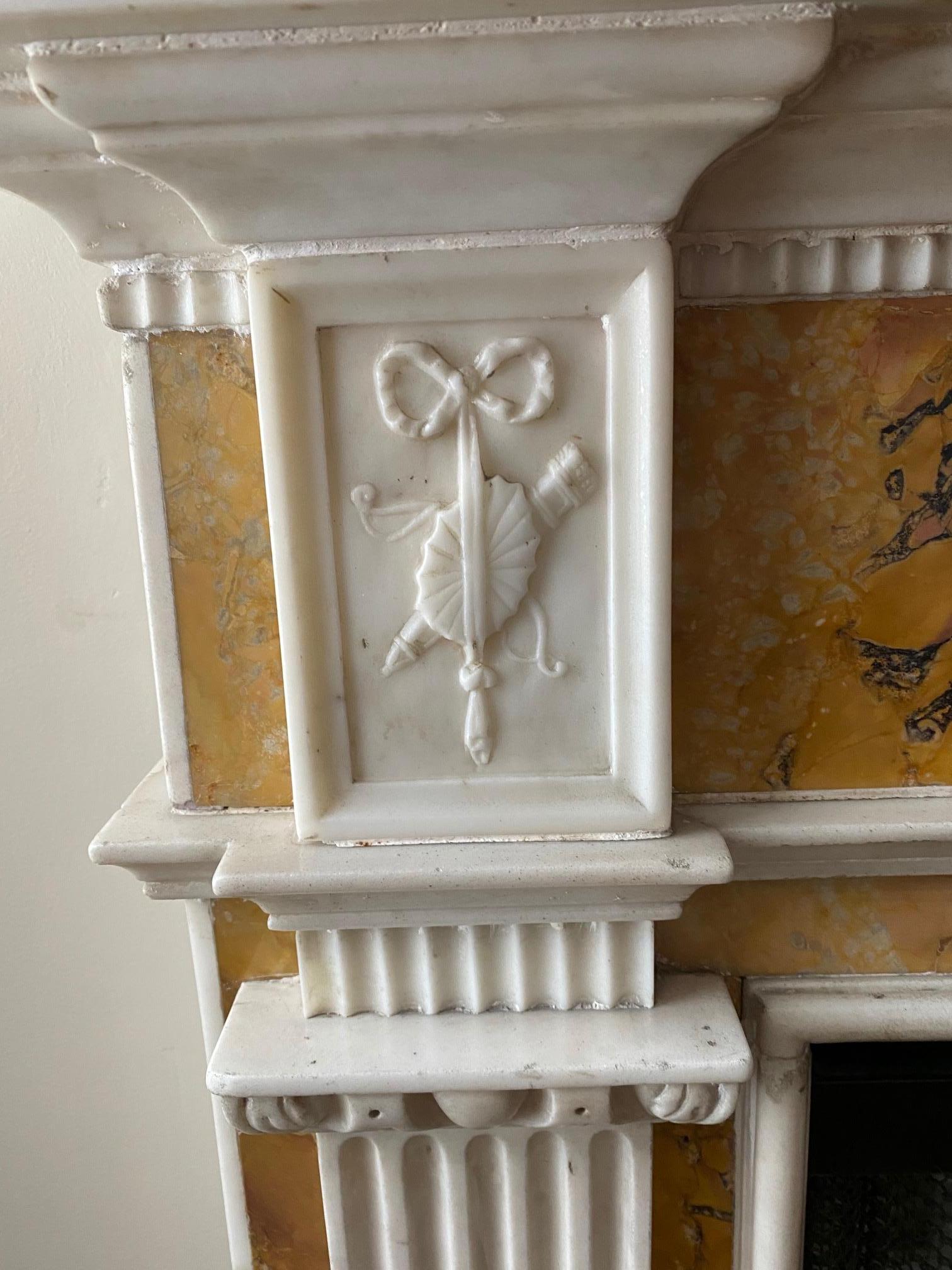 Late 18th Century Fine Neo Classical Georgian Period White Statuary and Siena Marble Mantel For Sale