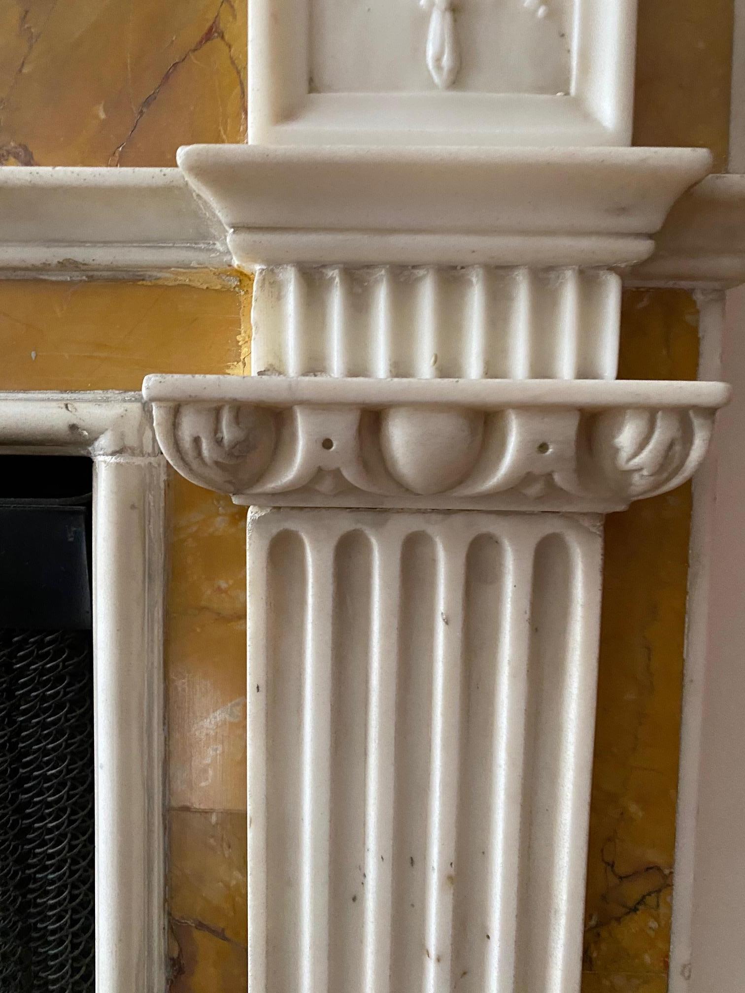 Fine Neo Classical Georgian Period White Statuary and Siena Marble Mantel For Sale 4