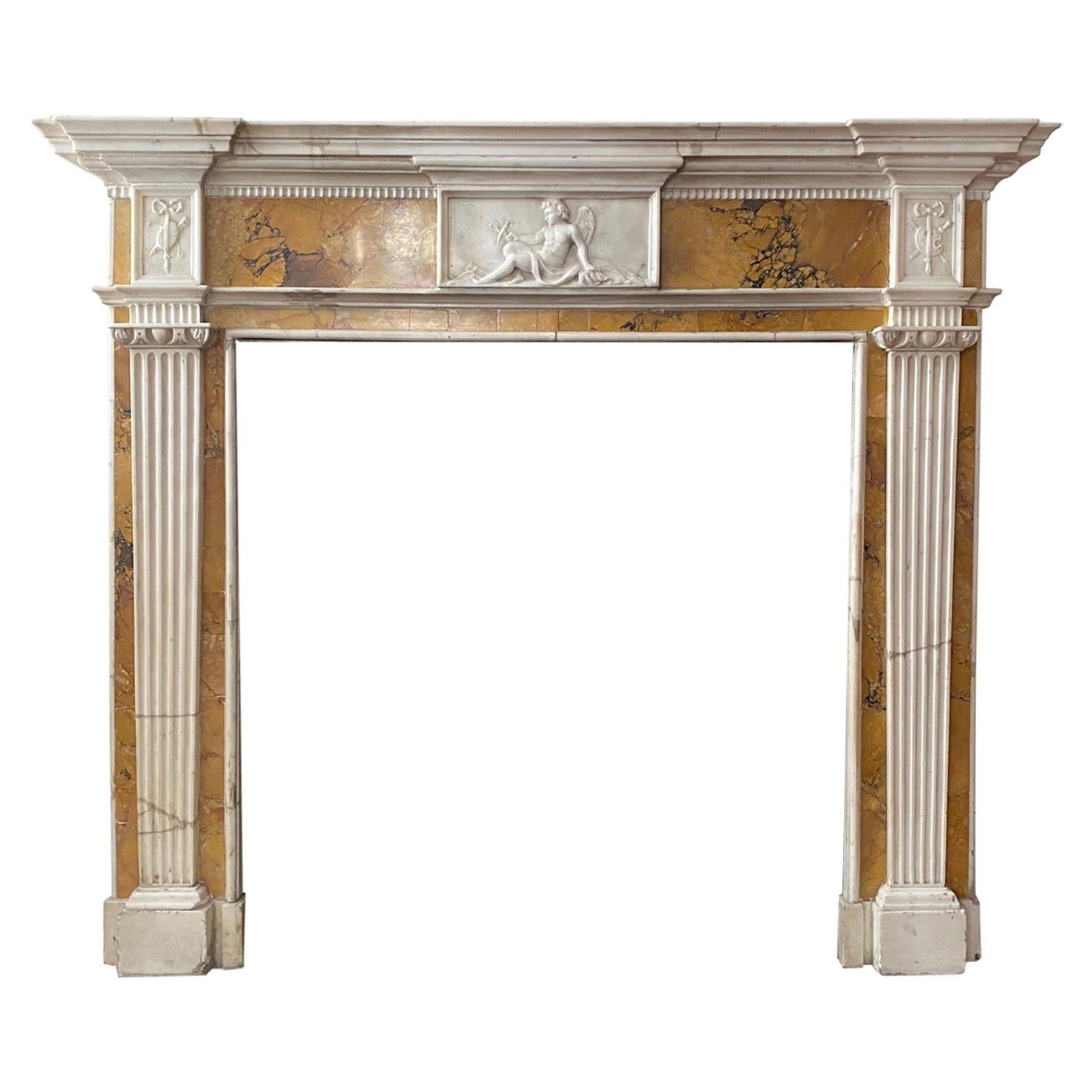 Fine Neo Classical Georgian Period White Statuary and Siena Marble Mantel For Sale