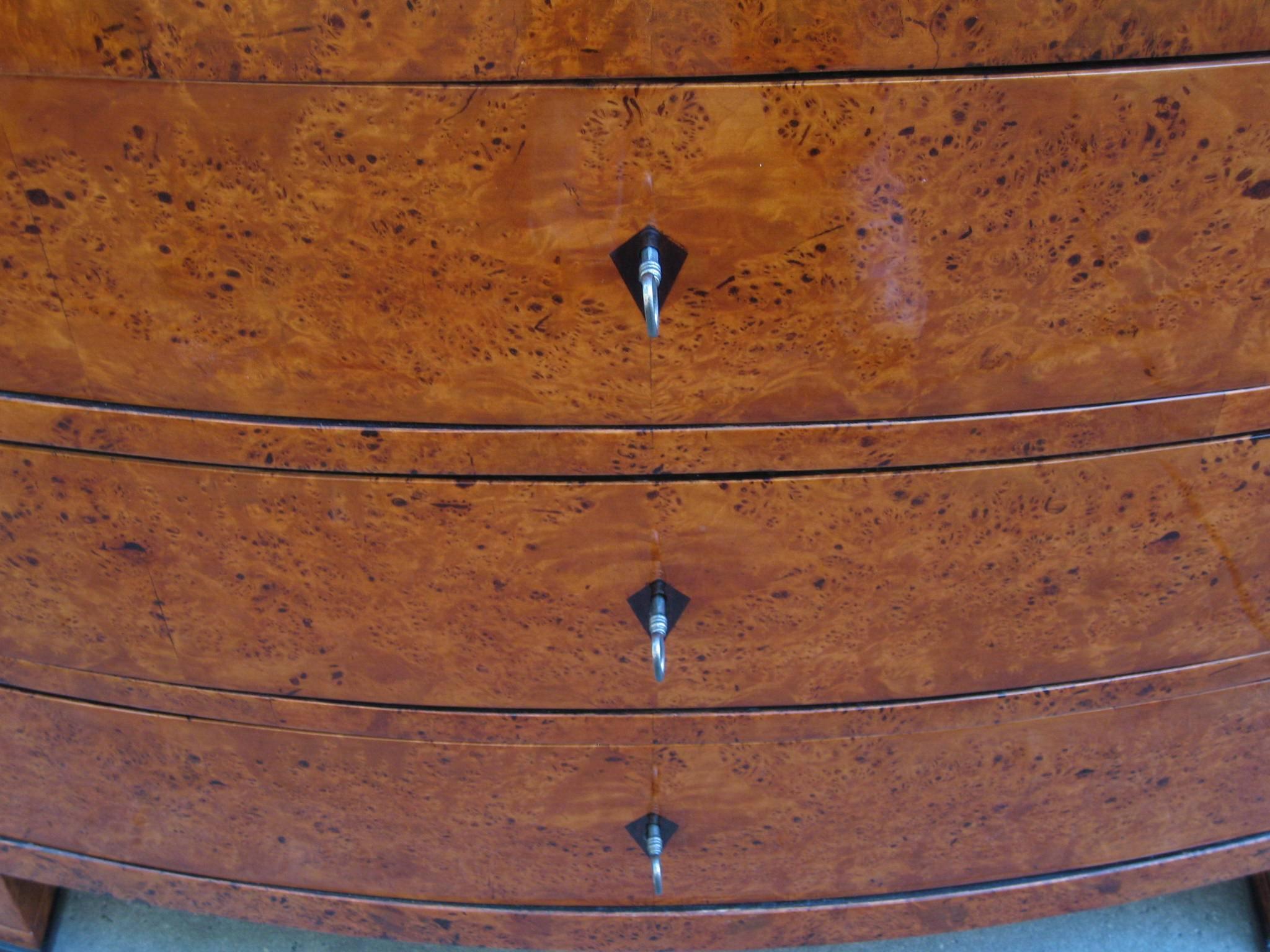 Russian Fine Neoclassical Bow Front Chest For Sale