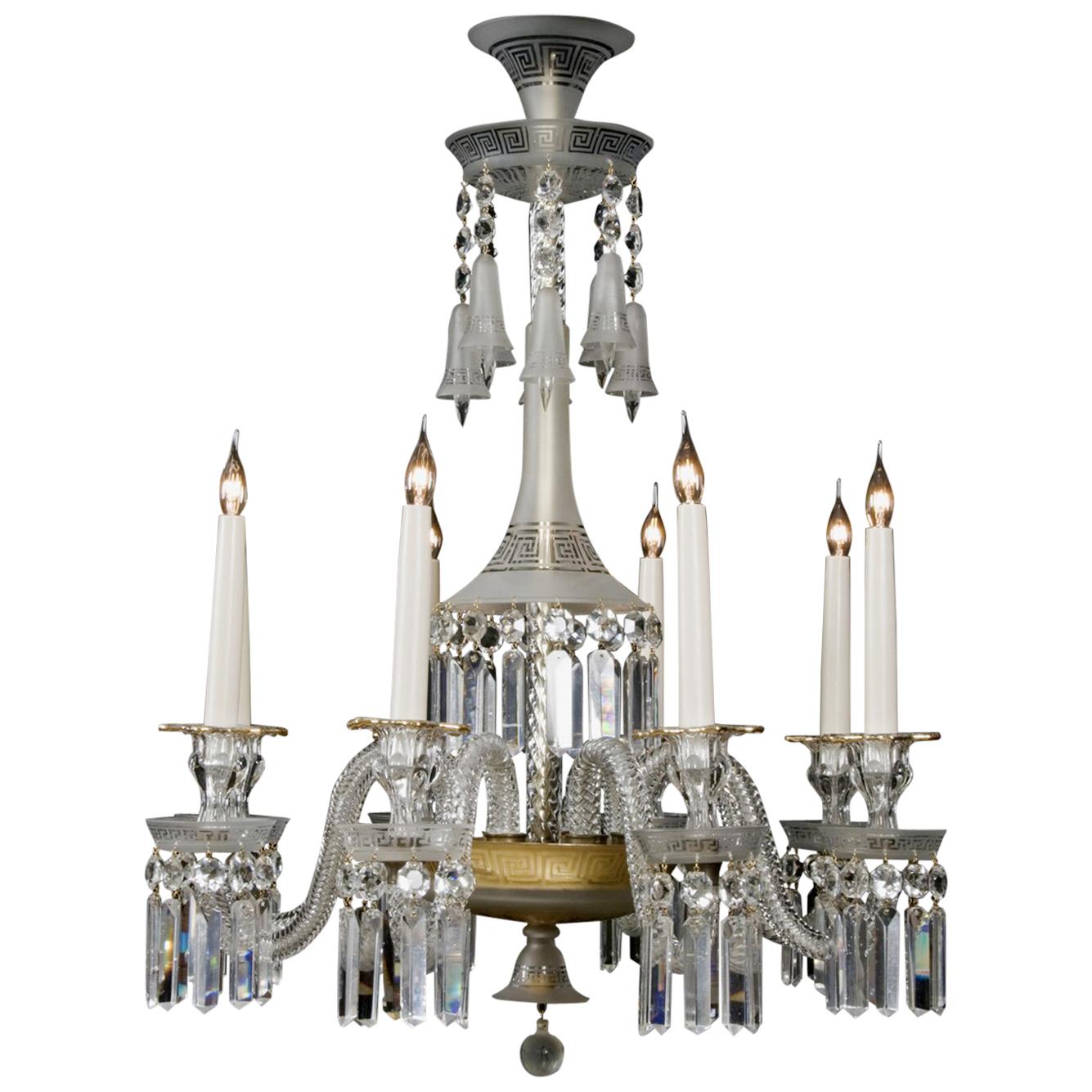 Raffinato lampadario di cristallo neoclassico a otto luci di Baccarat, circa 1890
