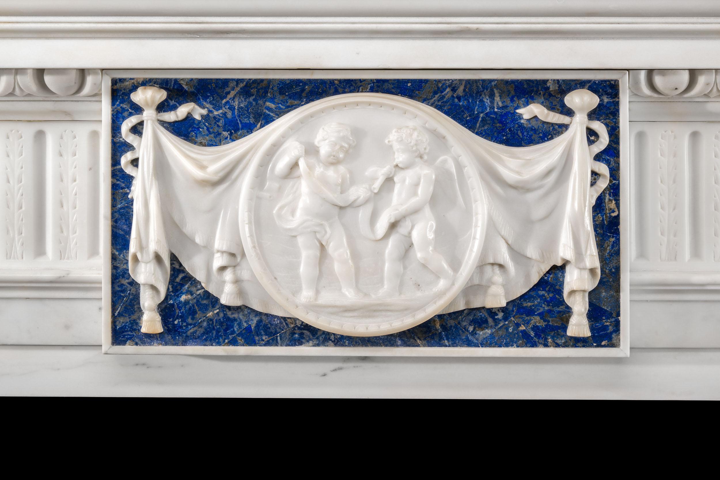 Fine Neoclassical Fireplace in Lapis Lazuli In Good Condition For Sale In London, GB