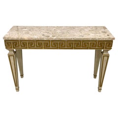 Fine Neoclassical "Greek Key' Gilt and Polychrome Marble-Top Console