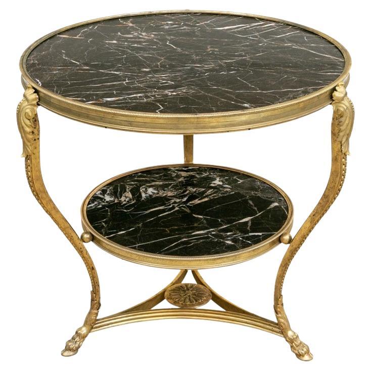 Fine Neoclassical Style Tiered Dore Bronze Marble Top Gueridon