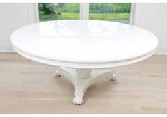 Fine Neoclassical Style White Lacquered 72" Round Pedestal Dining Table