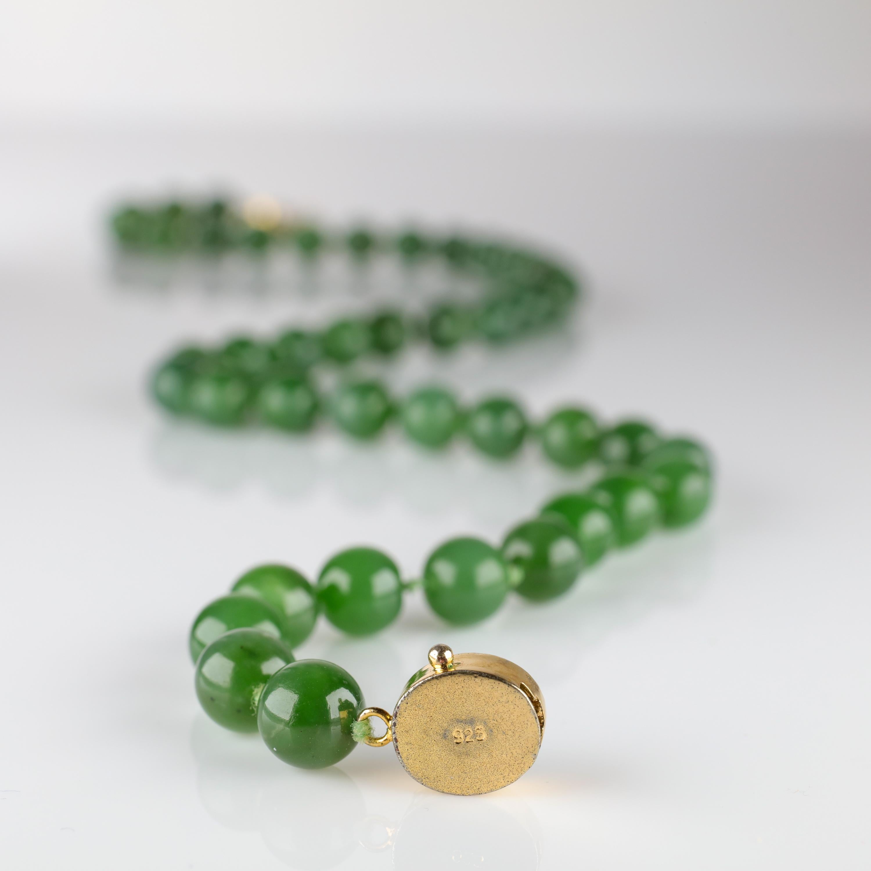 Fine Nephrite Bead Necklace from Midcentury 4