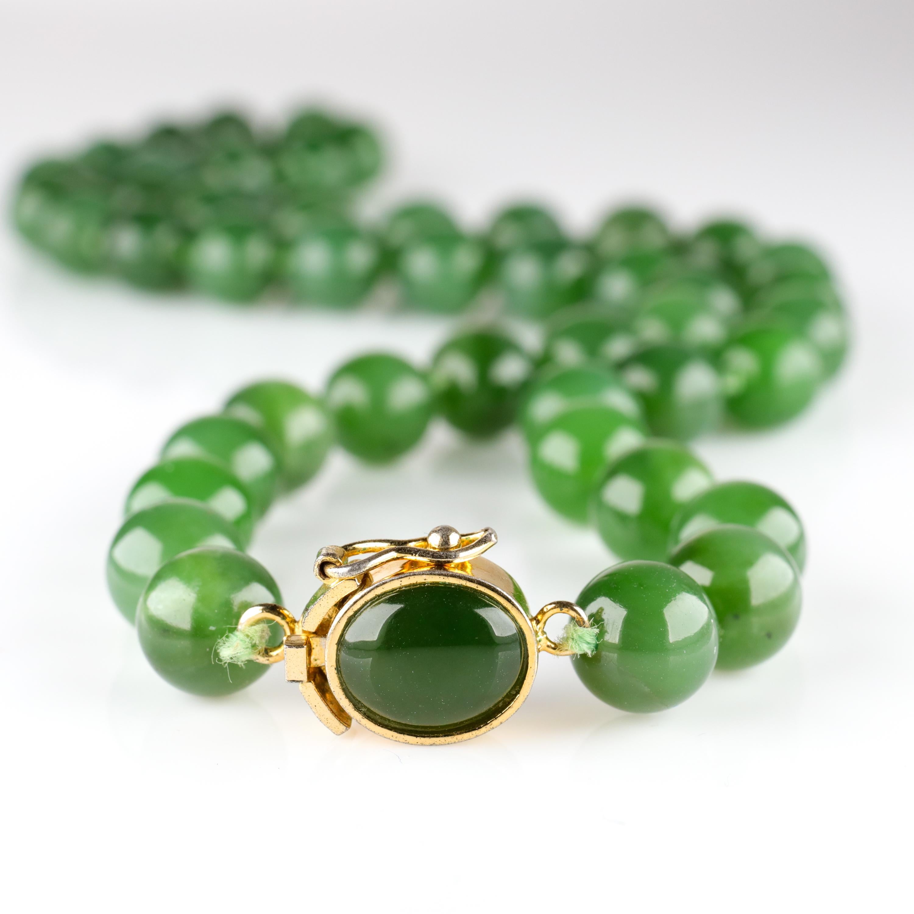 Fine Nephrite Bead Necklace from Midcentury 5