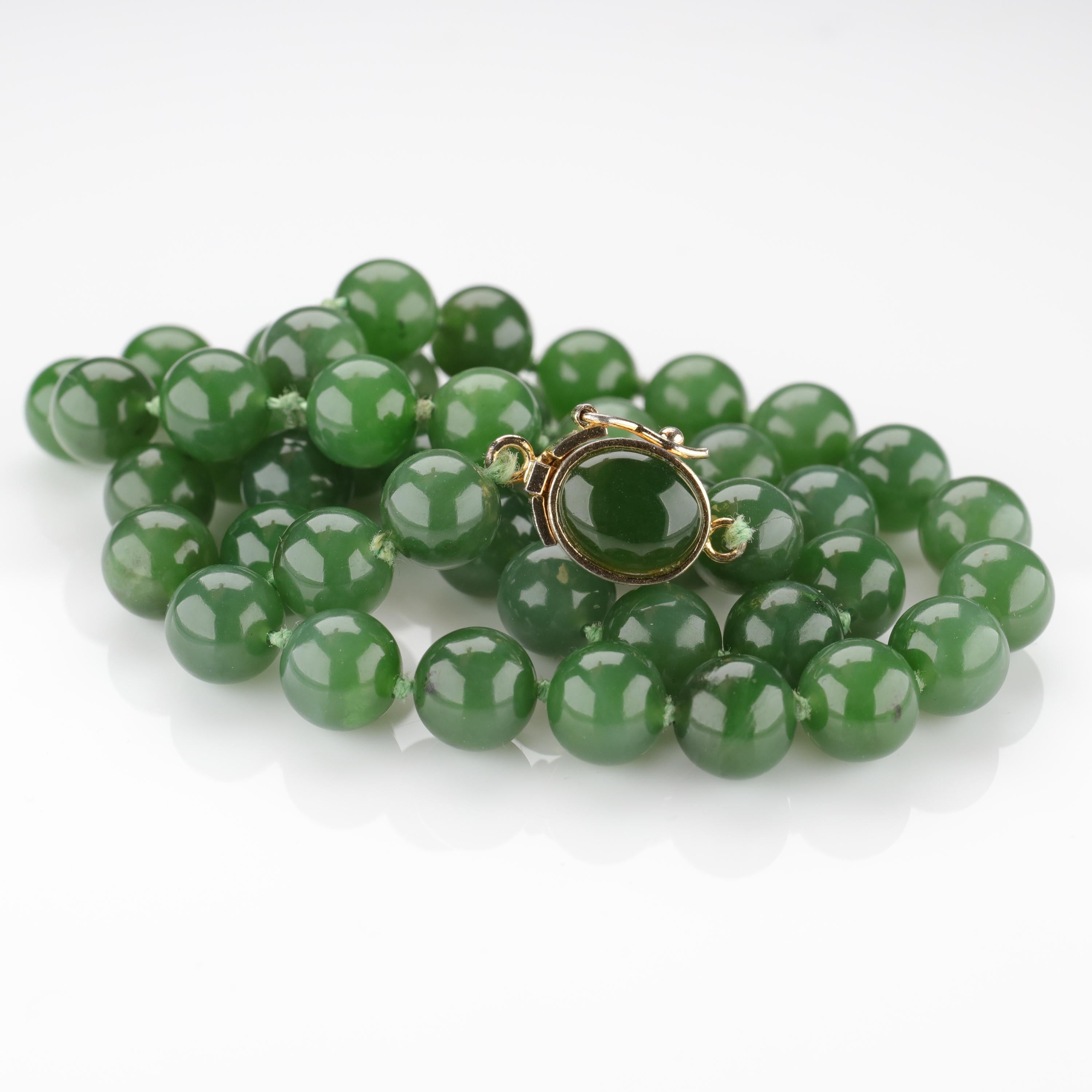 Fine Nephrite Bead Necklace from Midcentury 6