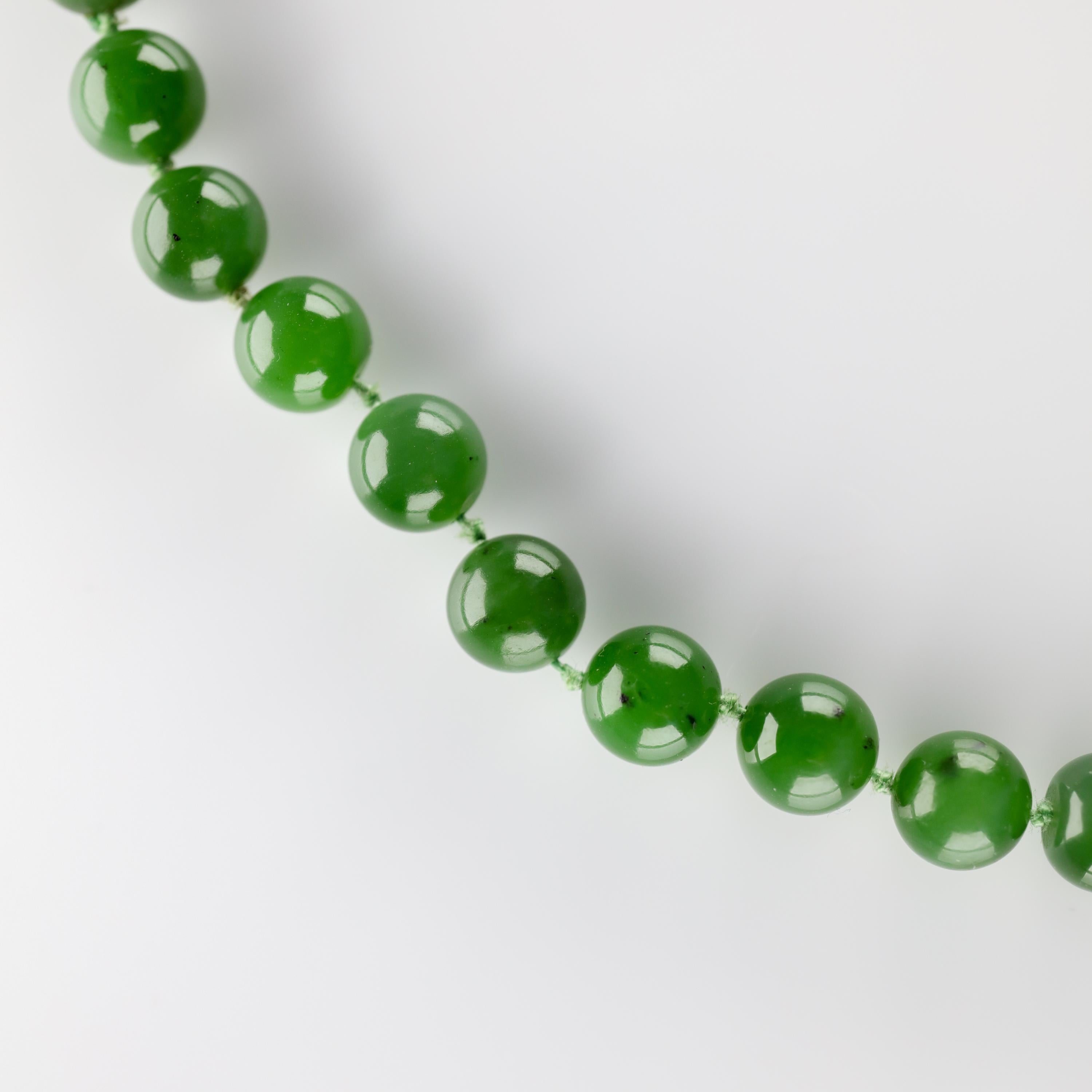 Modern Fine Nephrite Bead Necklace from Midcentury