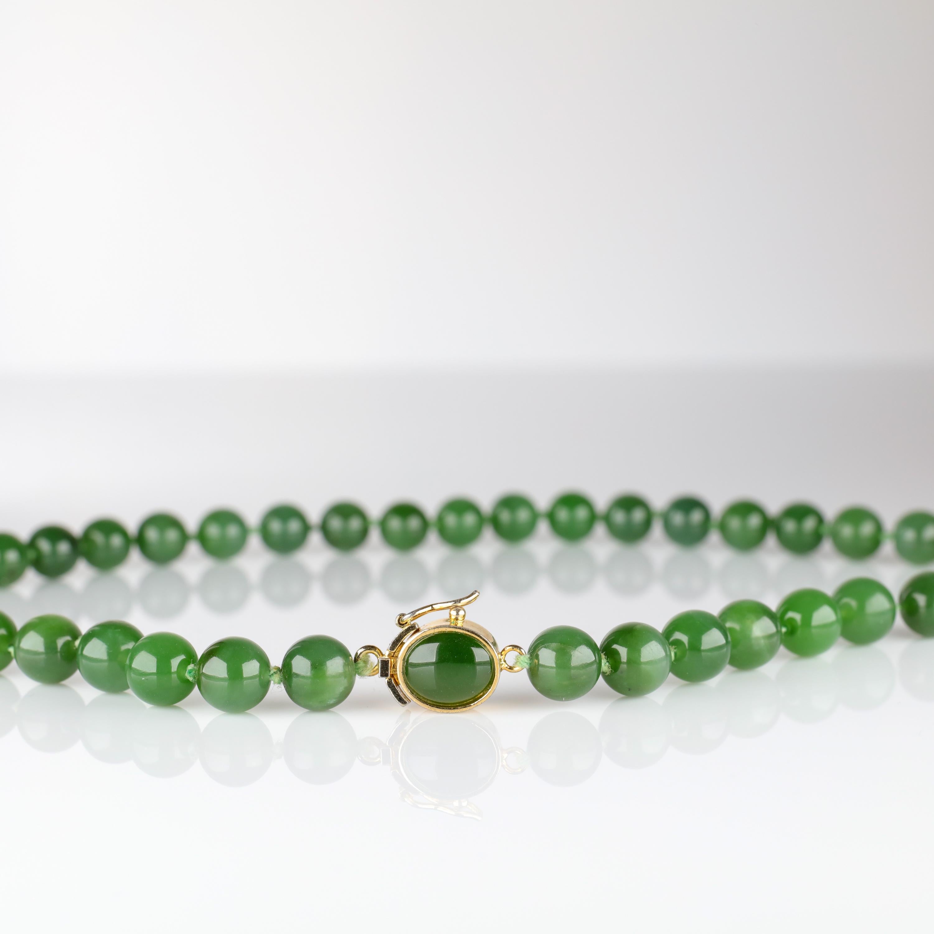 Fine Nephrite Bead Necklace from Midcentury 2