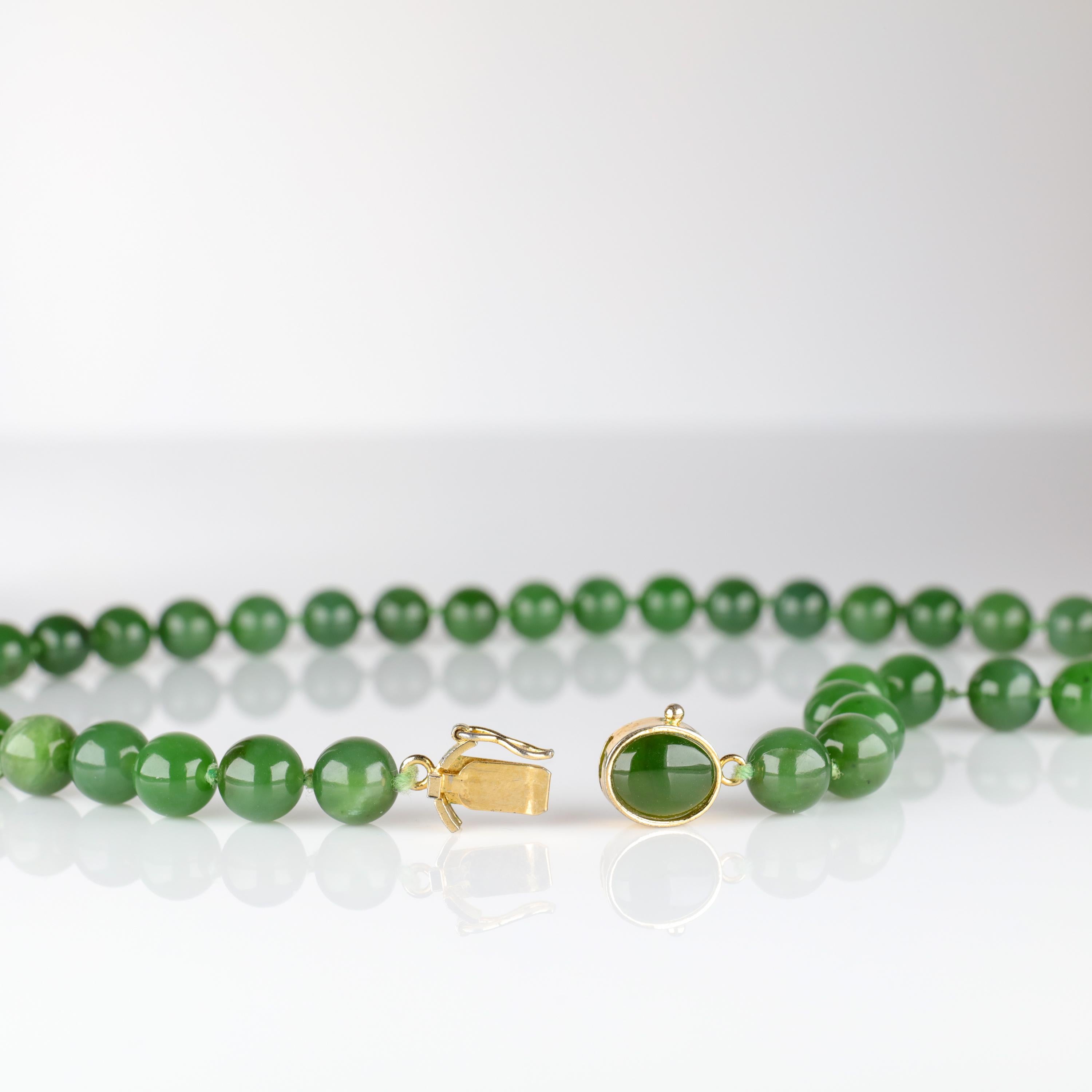 Fine Nephrite Bead Necklace from Midcentury 3