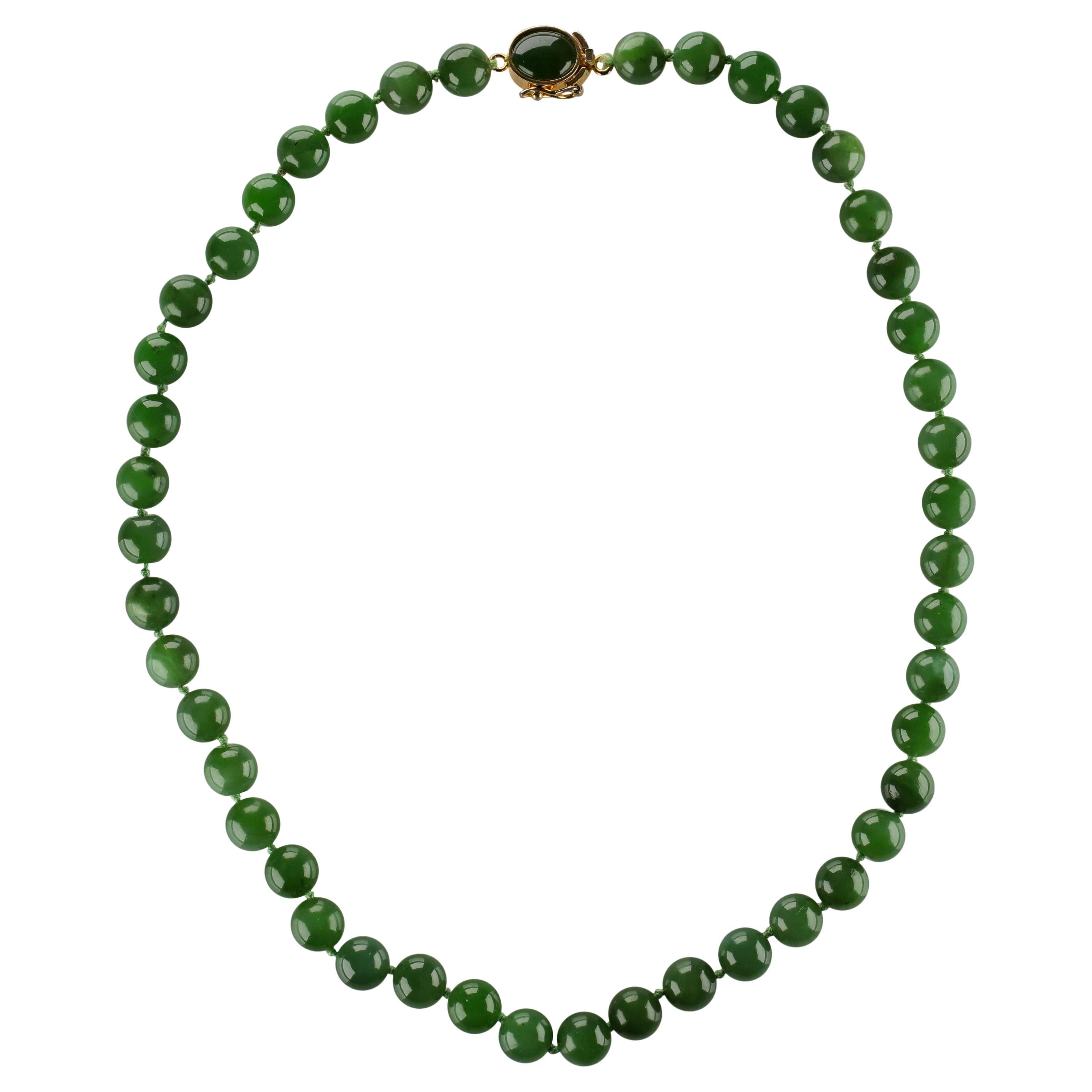 Fine Nephrite Bead Necklace from Midcentury
