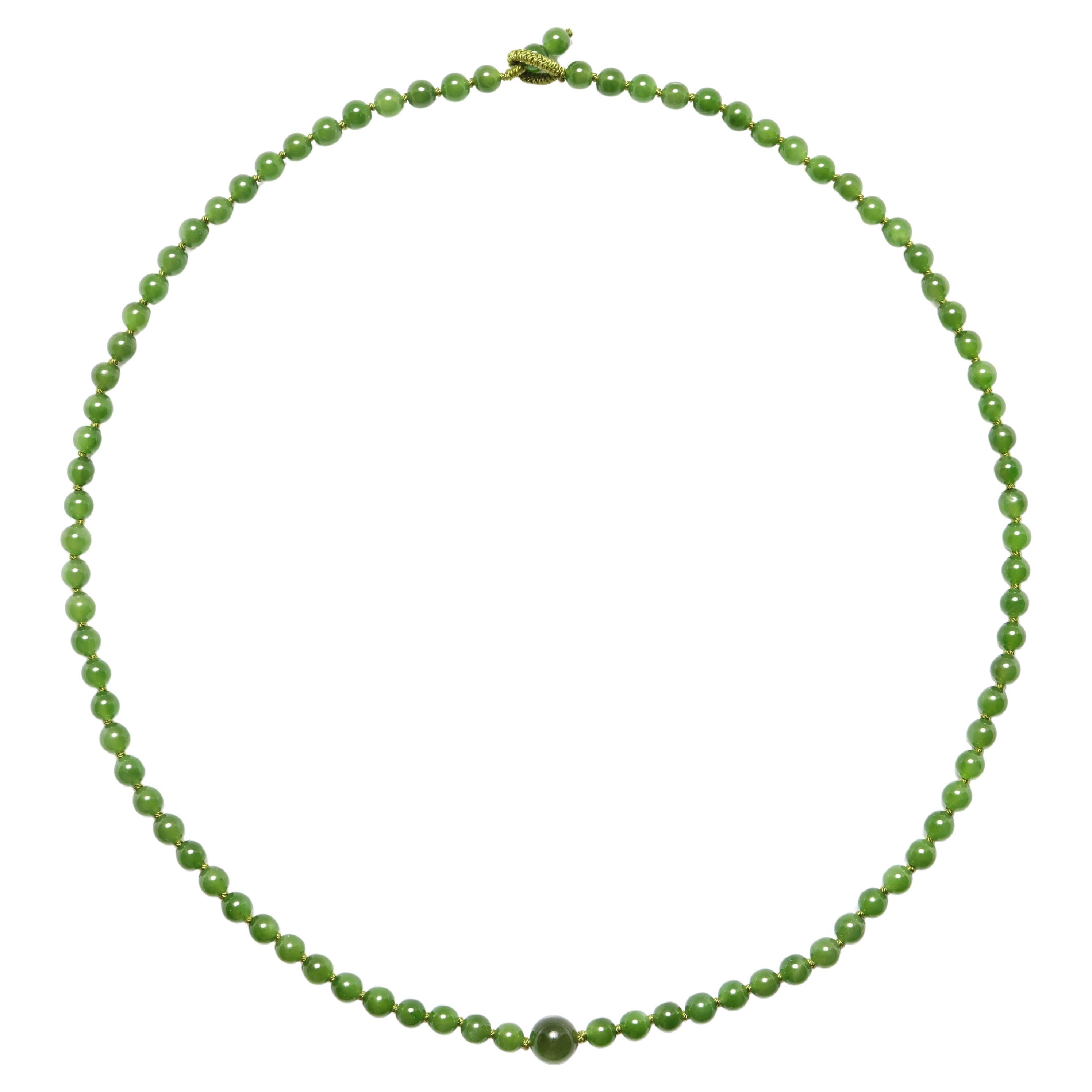 Fine Nephrite Jade Necklace Hand Crafted Certified Untreated For Sale
