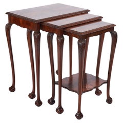 Fine Nest of 3 Mahogany 
Carved Nest of tables