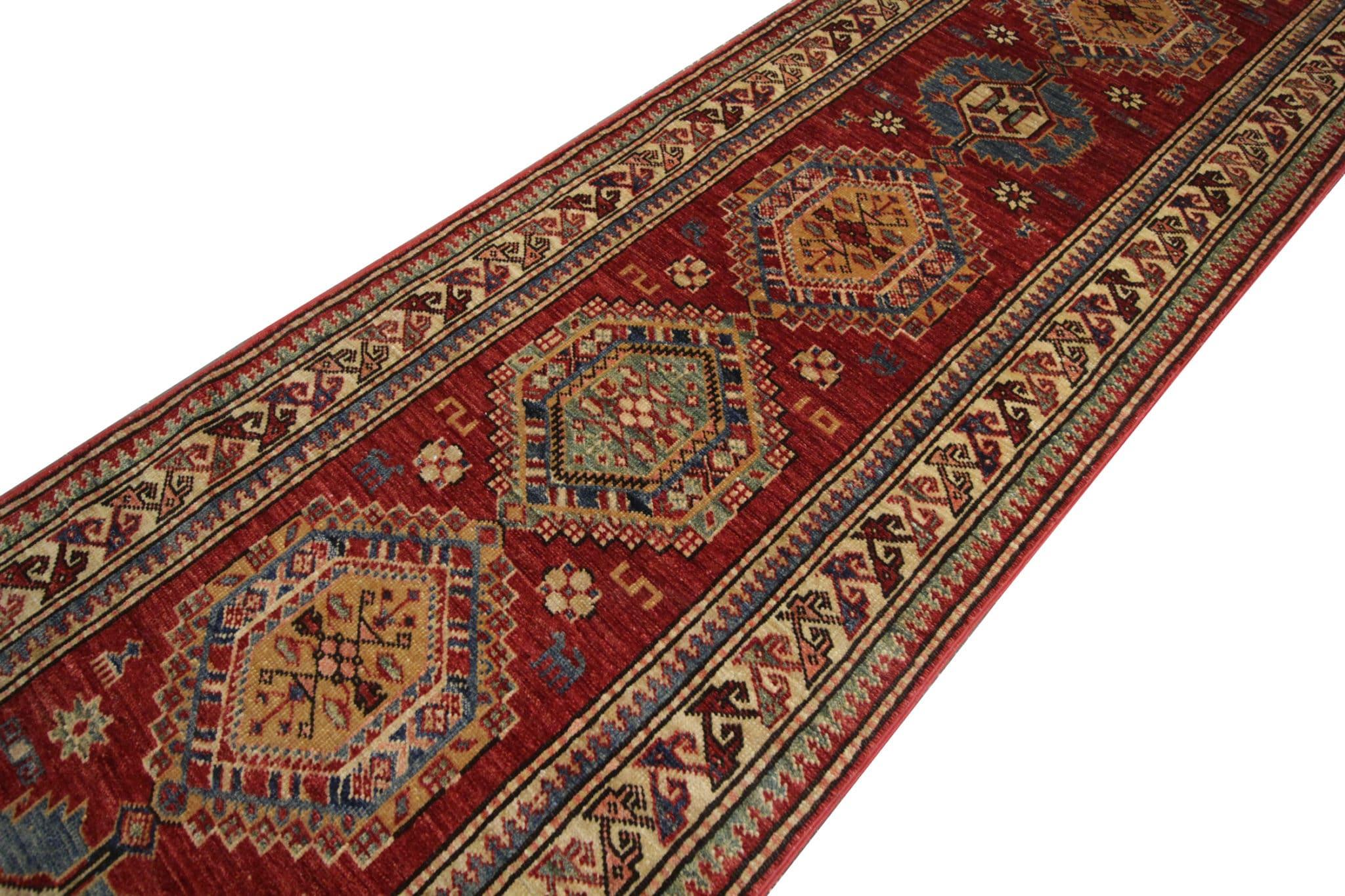 Fine New Traditional Runner Rug, Handmade Kazak Runner Oriental Stair Runners In Excellent Condition For Sale In Hampshire, GB