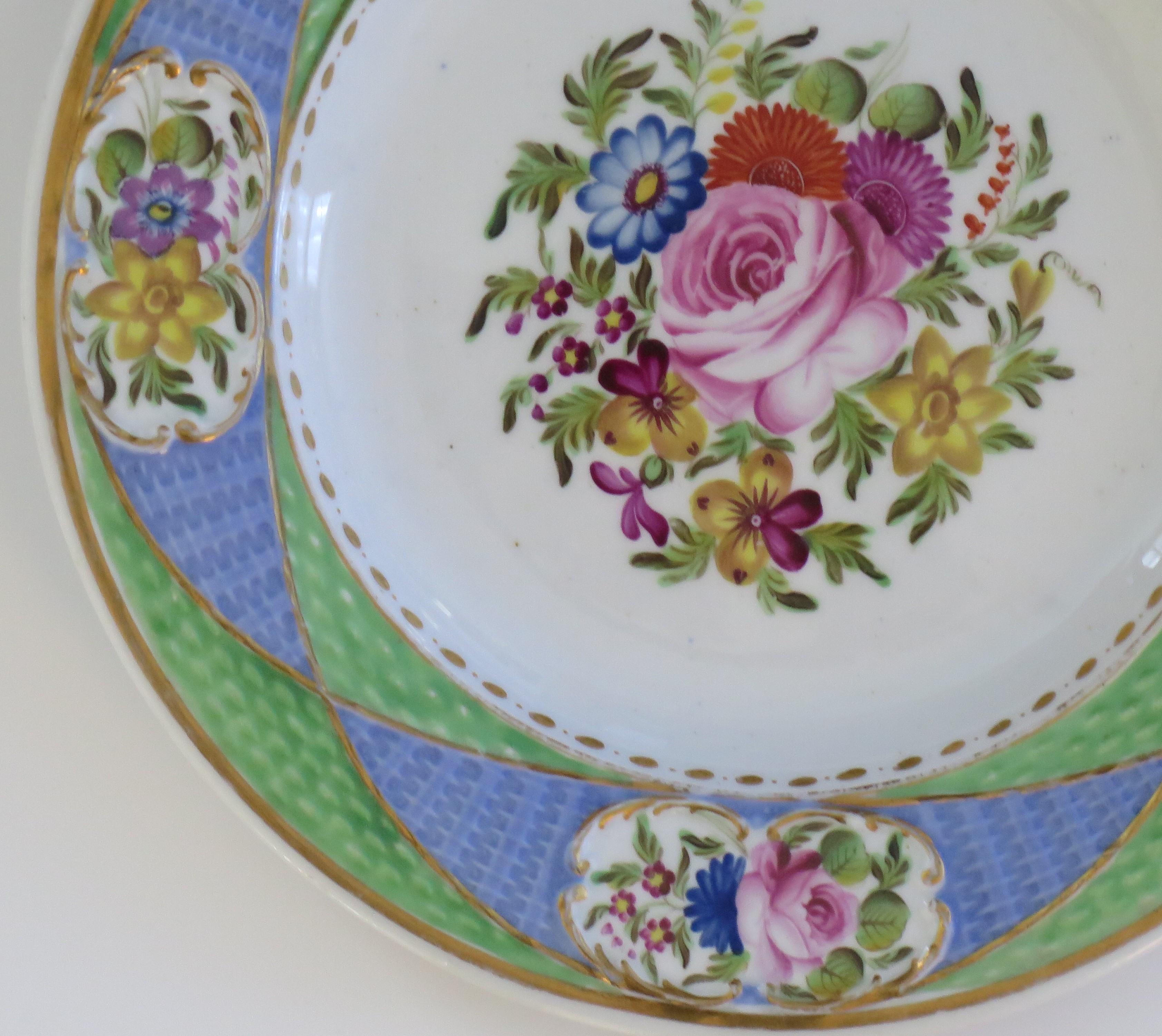 19th Century Fine Newhall Porcelain Plate Hand Painted Pattern 2050, Georgian circa 1820 For Sale