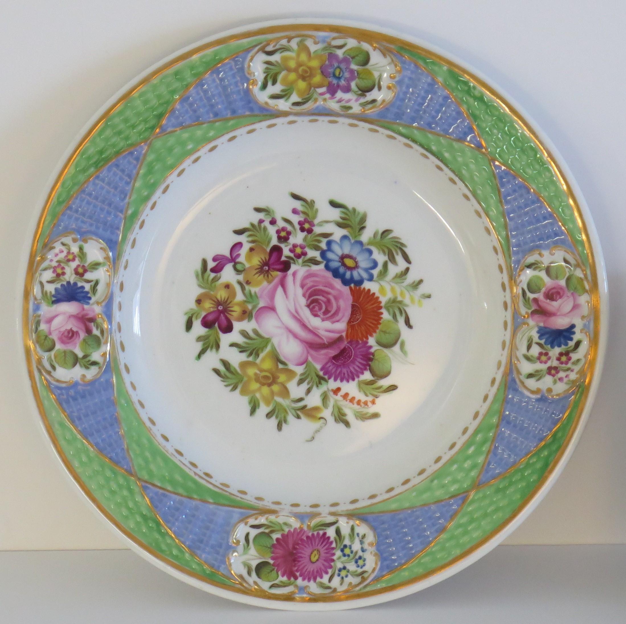 Plato fino de porcelana Newhall Pintado a mano Patrón 2050, Georgiano circa 1820 en venta 1