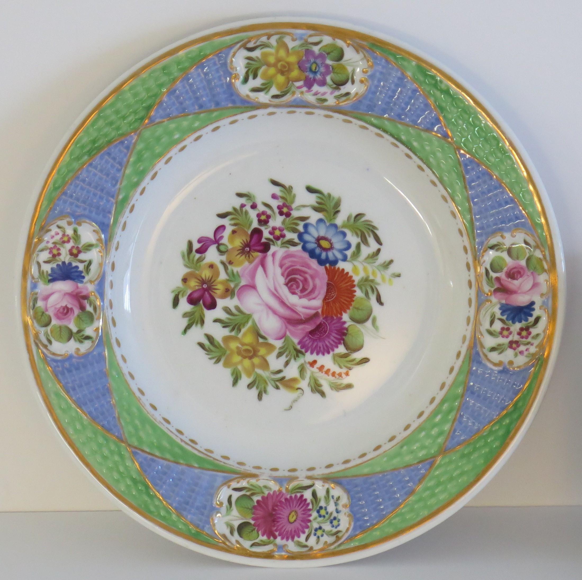 Porcelaine Assiette en porcelaine fine de Newhall à motif peint à la main 2050, géorgienne vers 1820 en vente