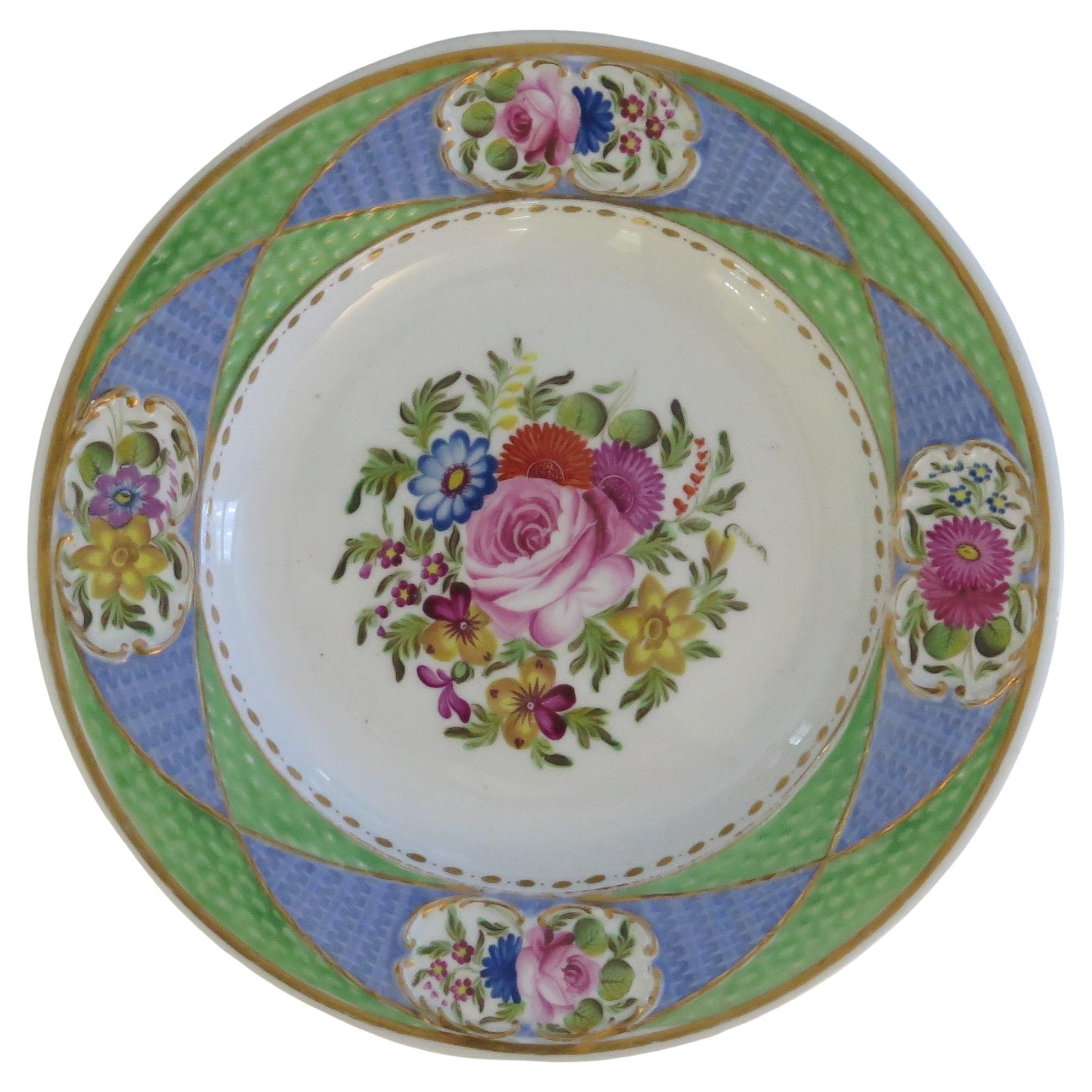Assiette en porcelaine fine de Newhall à motif peint à la main 2050, géorgienne vers 1820