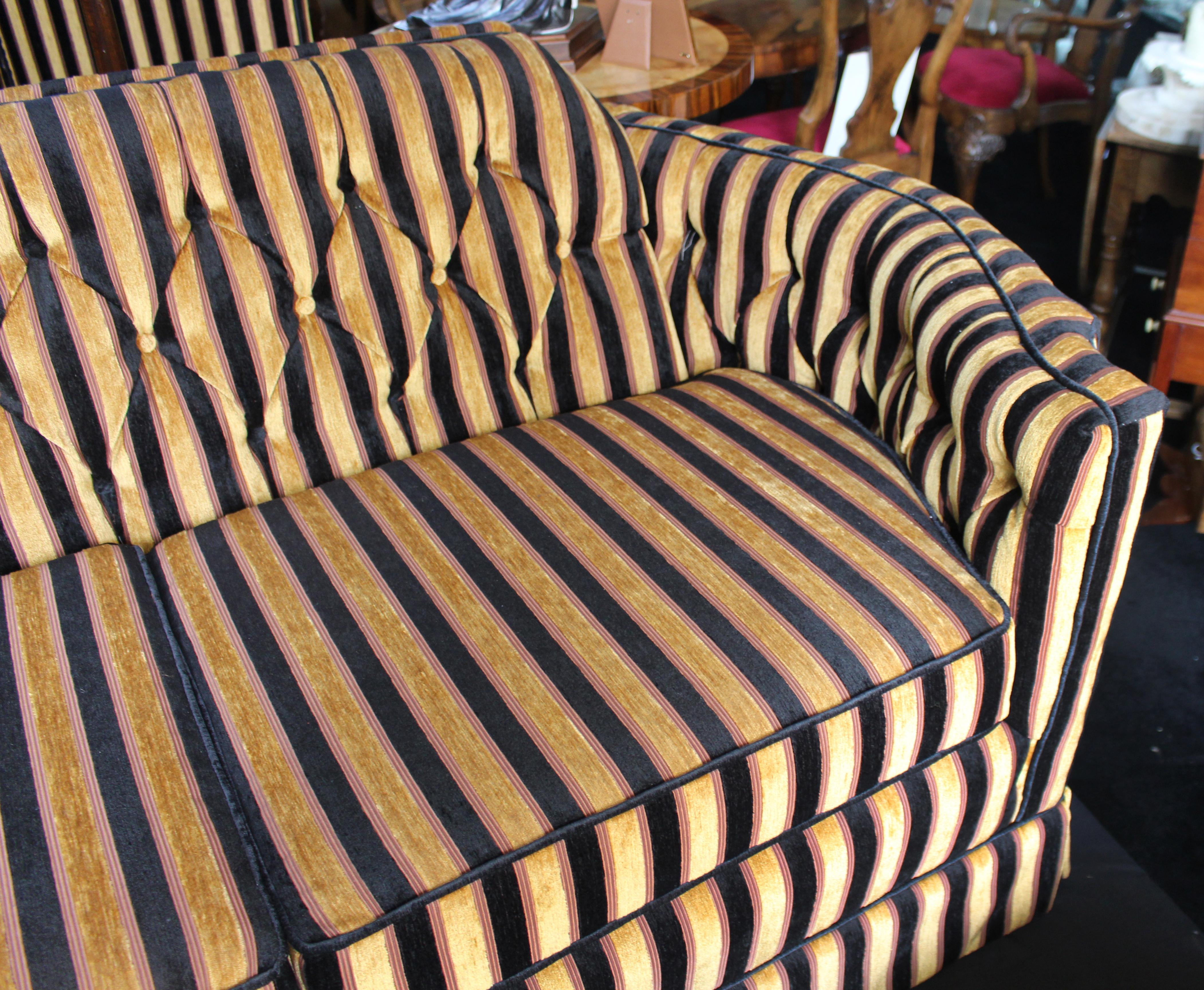 Fine Newly Upholstered Gold Striped Three Piece Bridgecraft Suite, c.1970 4