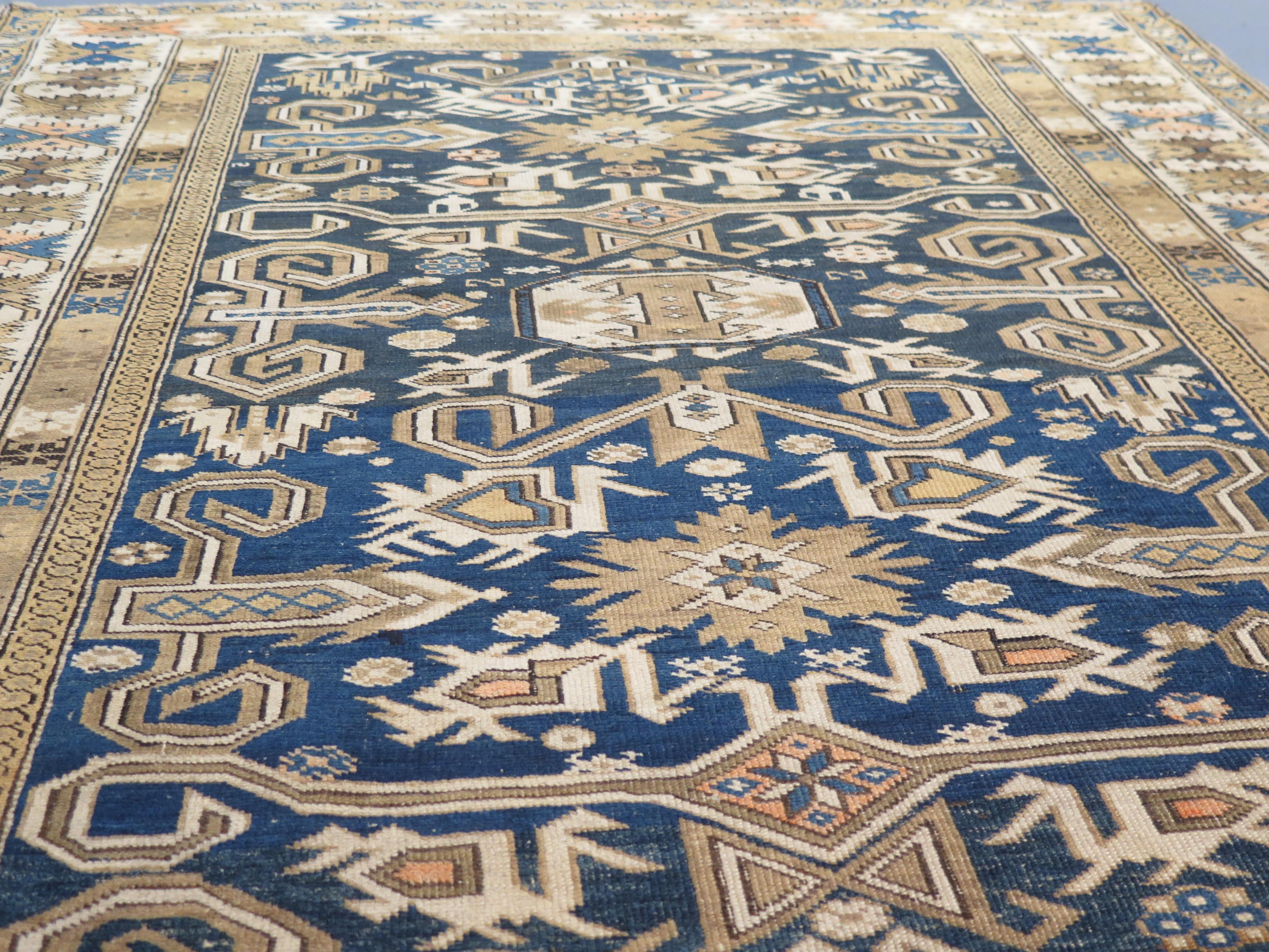 Hand-Knotted Fine Nineteenth Century Kuba Shirvan Accent Rug For Sale