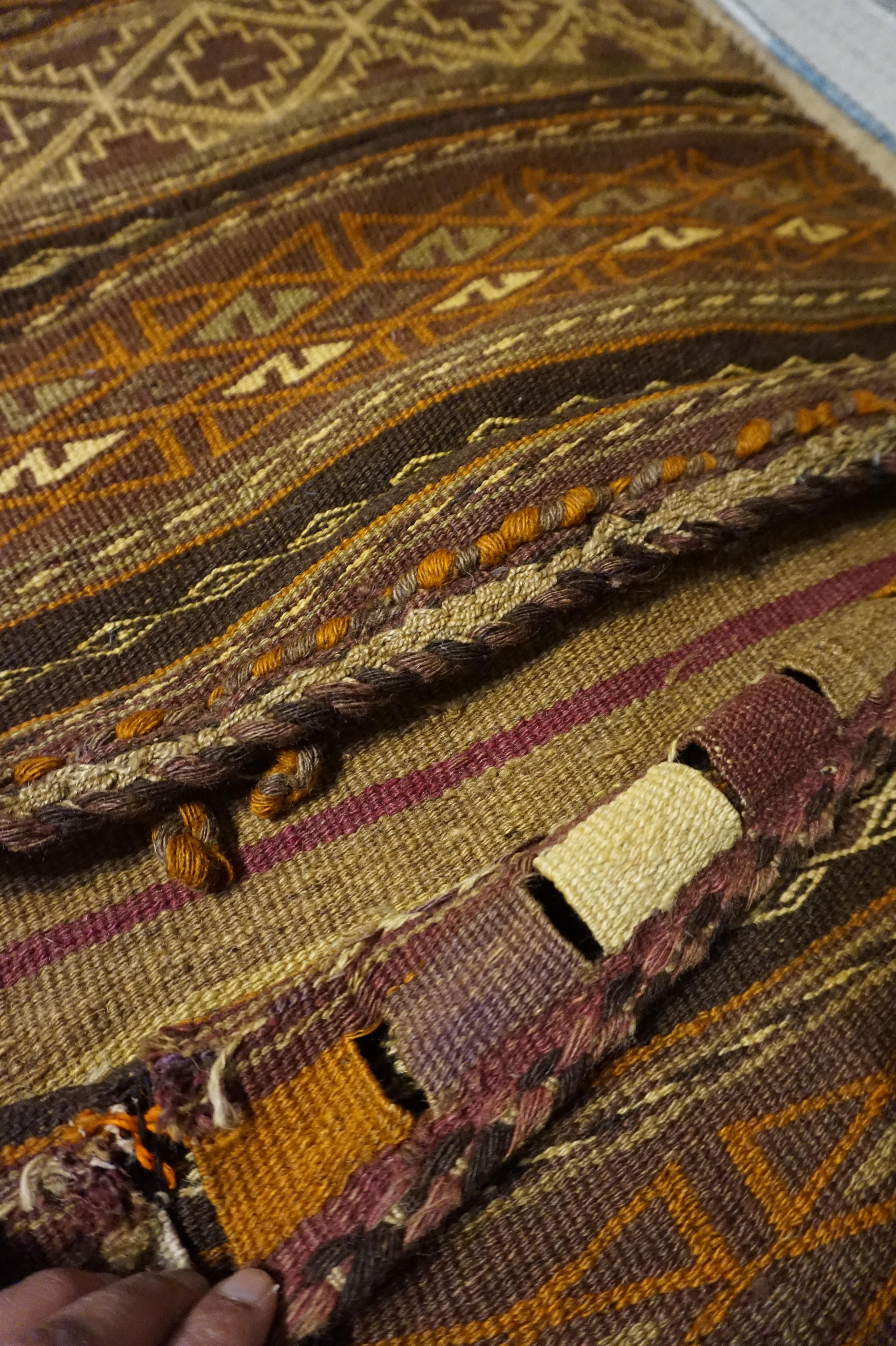 Fine Nomadic Kilim Saddle Bag  Natural Dyes Tribal Hand Knotted Wool Cushion 3