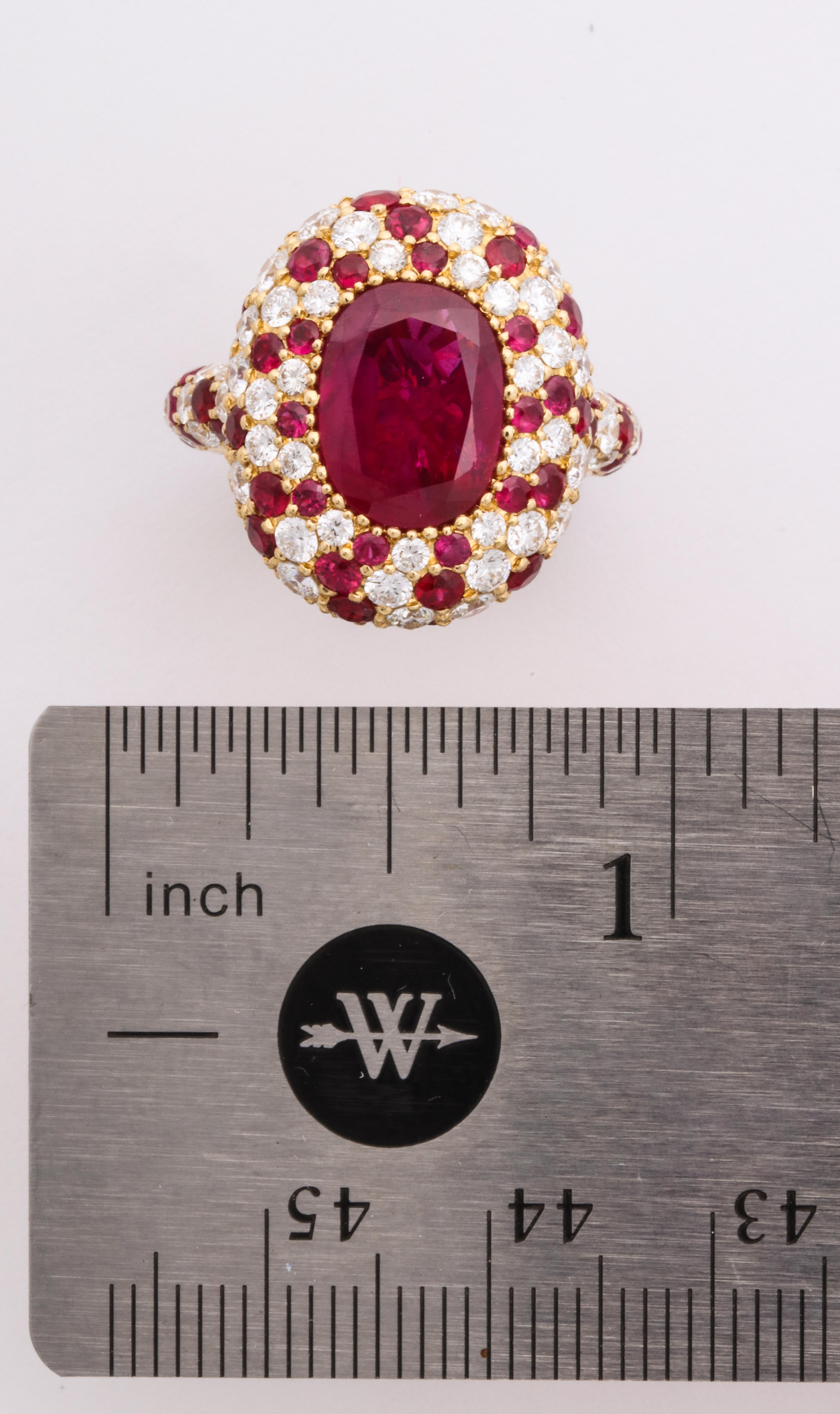 Fine Non-Heated Burma Ruby Ring Set with Diamonds and Rubies 6