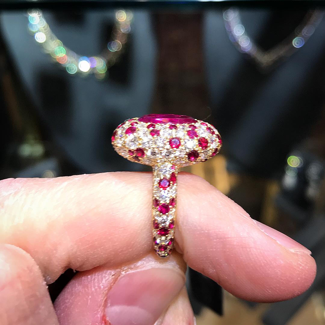 Fine Non-Heated Burma Ruby Ring Set with Diamonds and Rubies 9