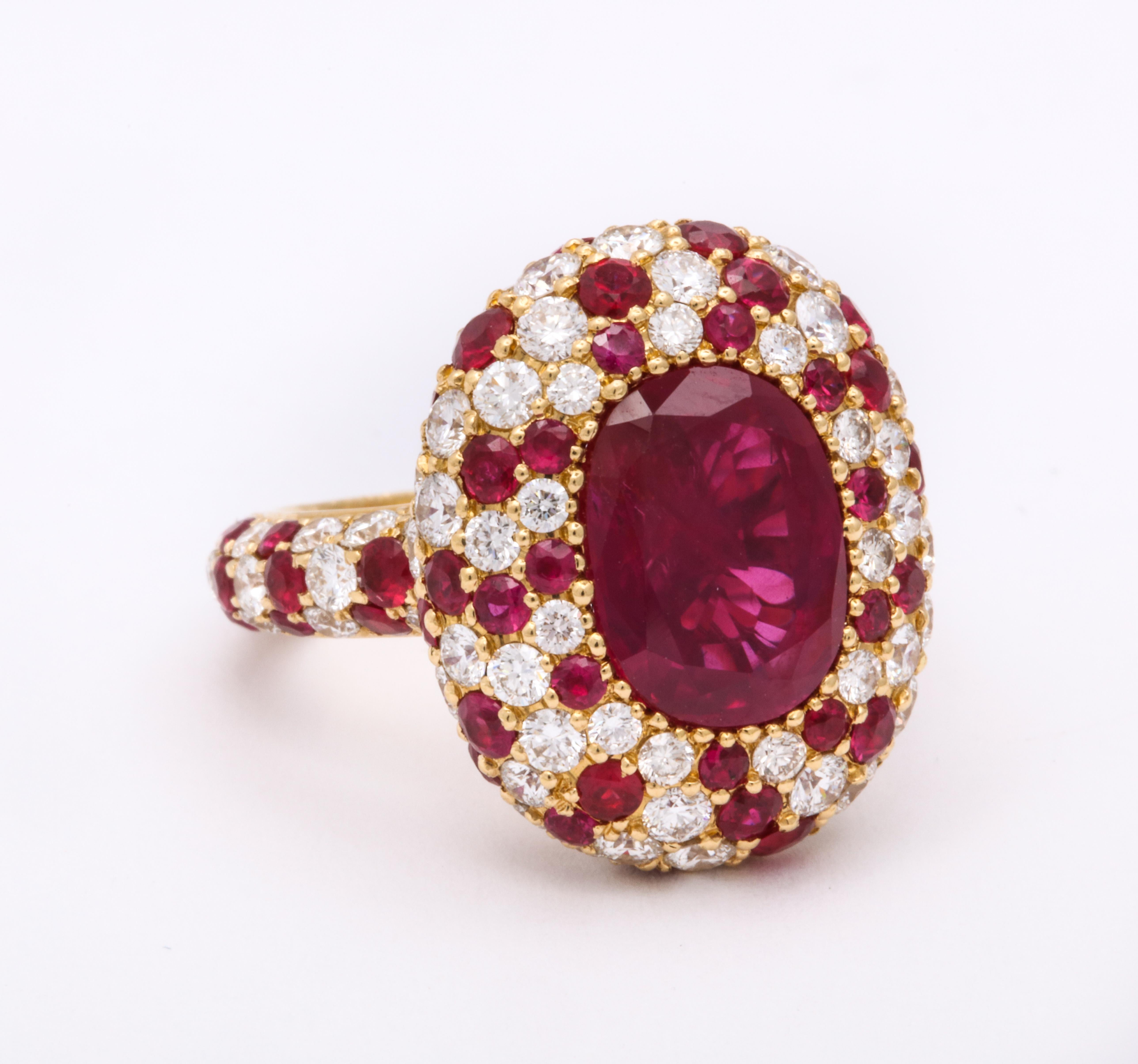 Fine Non-Heated Burma Ruby Ring Set with Diamonds and Rubies 2