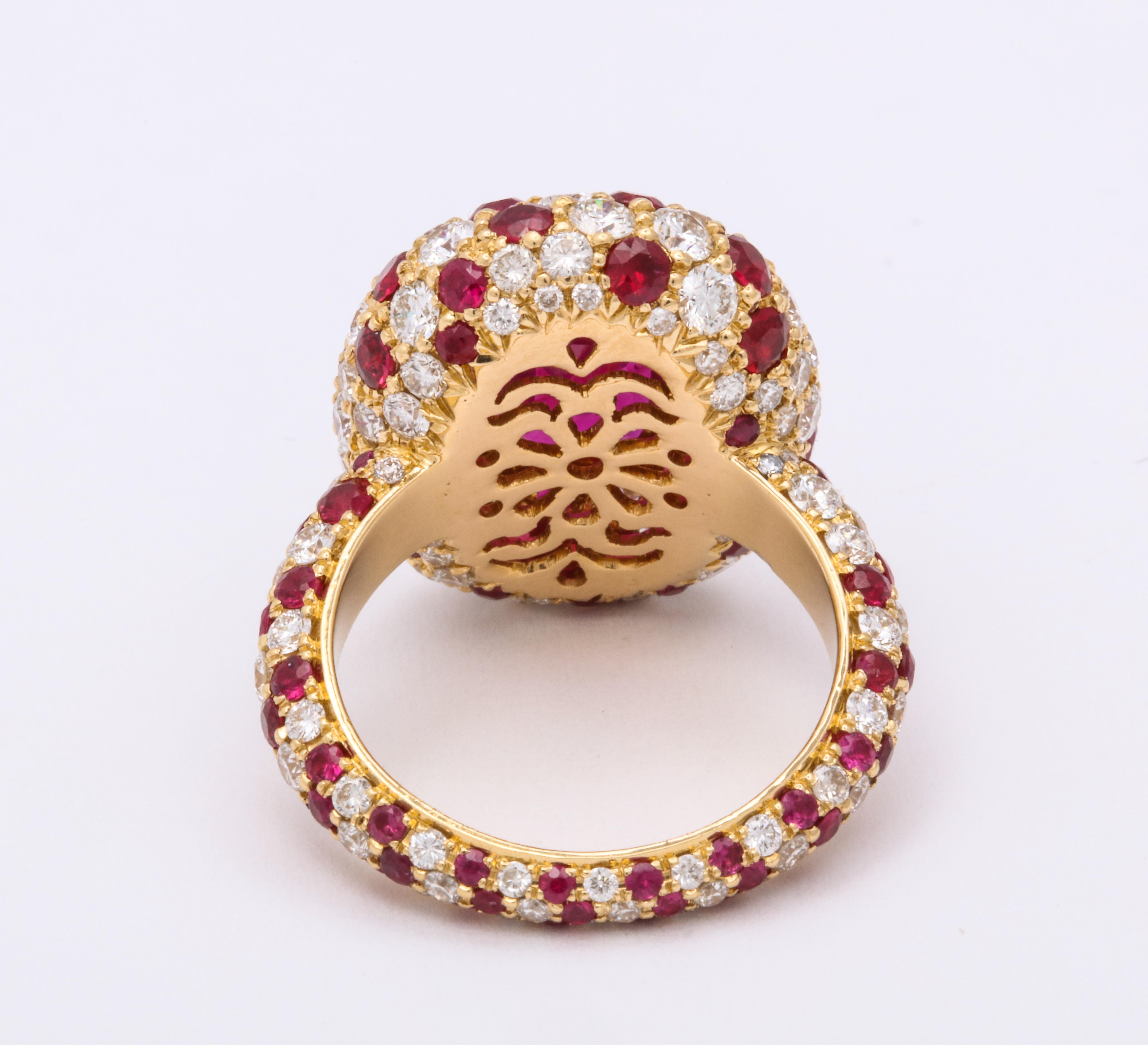 Fine Non-Heated Burma Ruby Ring Set with Diamonds and Rubies 3