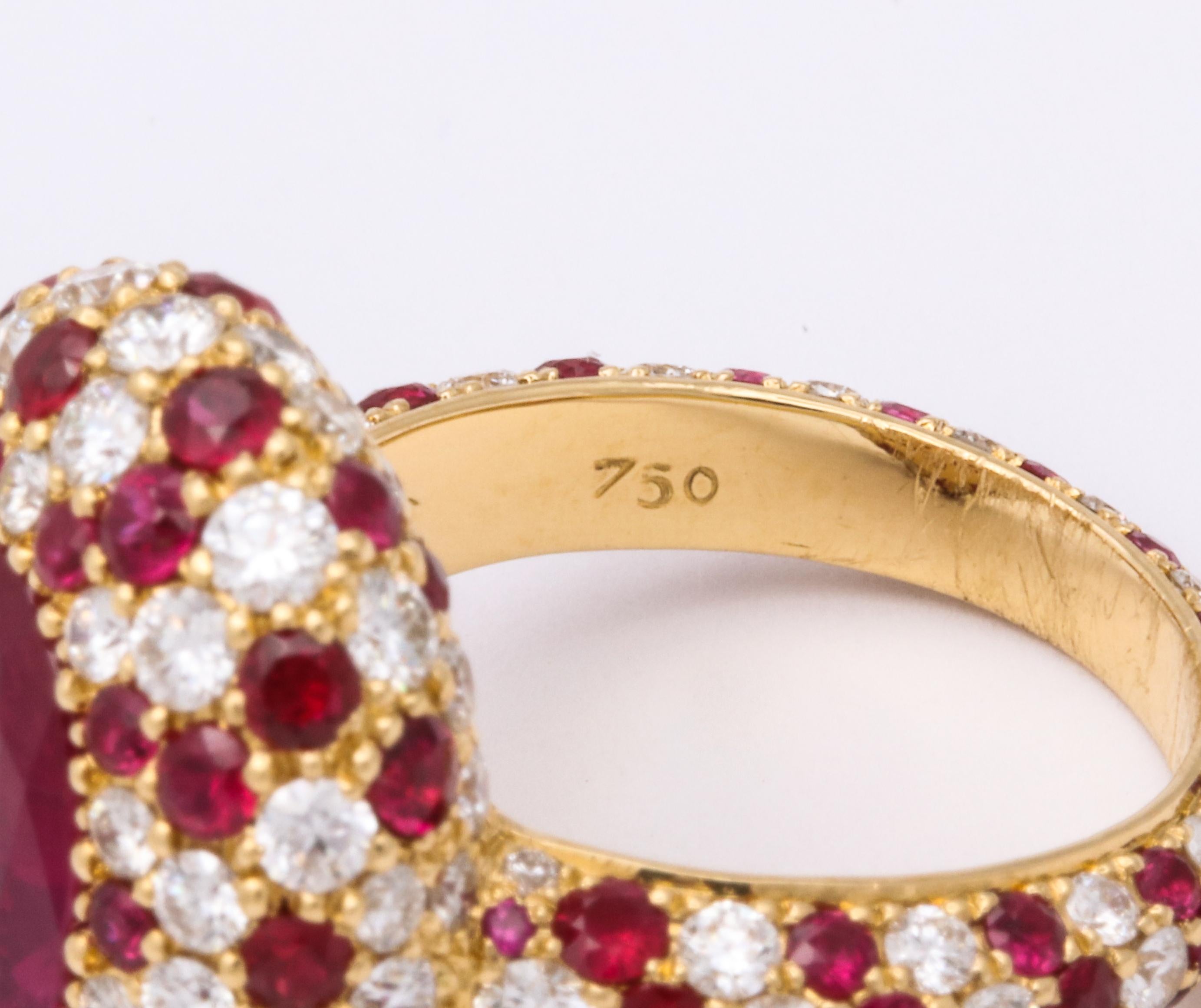 Fine Non-Heated Burma Ruby Ring Set with Diamonds and Rubies 4