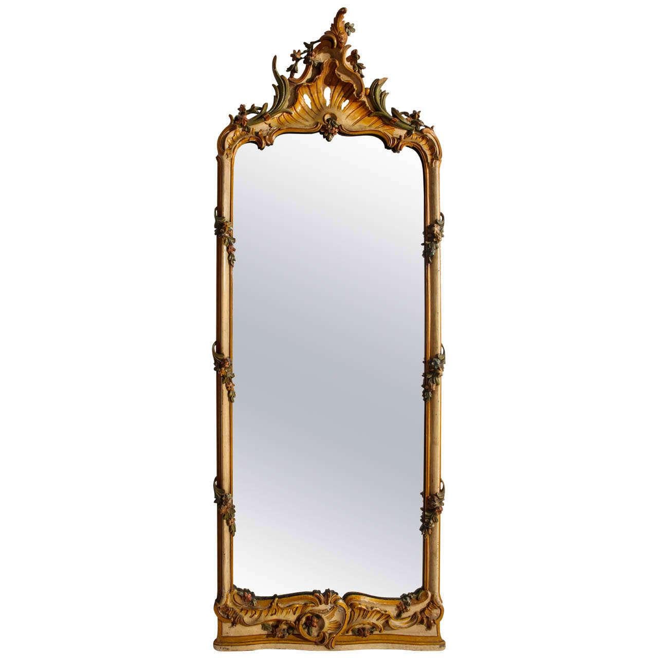 Miroir peint d'Italie du Nord du 18ème siècle Bon état - En vente à Rome, IT