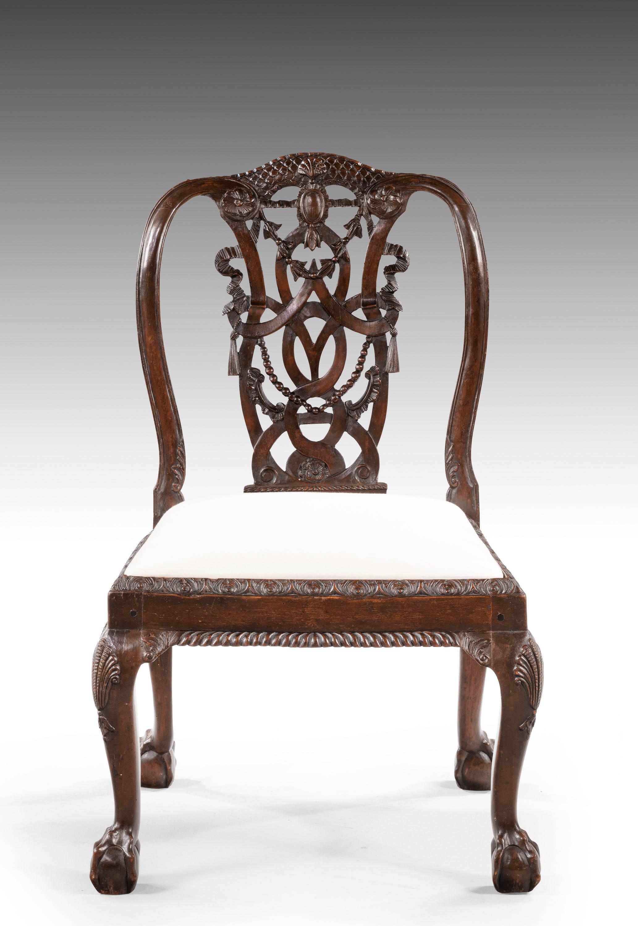 An Exceptional Set Of Six (4+2) 19th Century Cuban Mahogany Framed Elbow Chairs 9