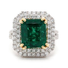 Fine Octagonal Cut Emerald Ring