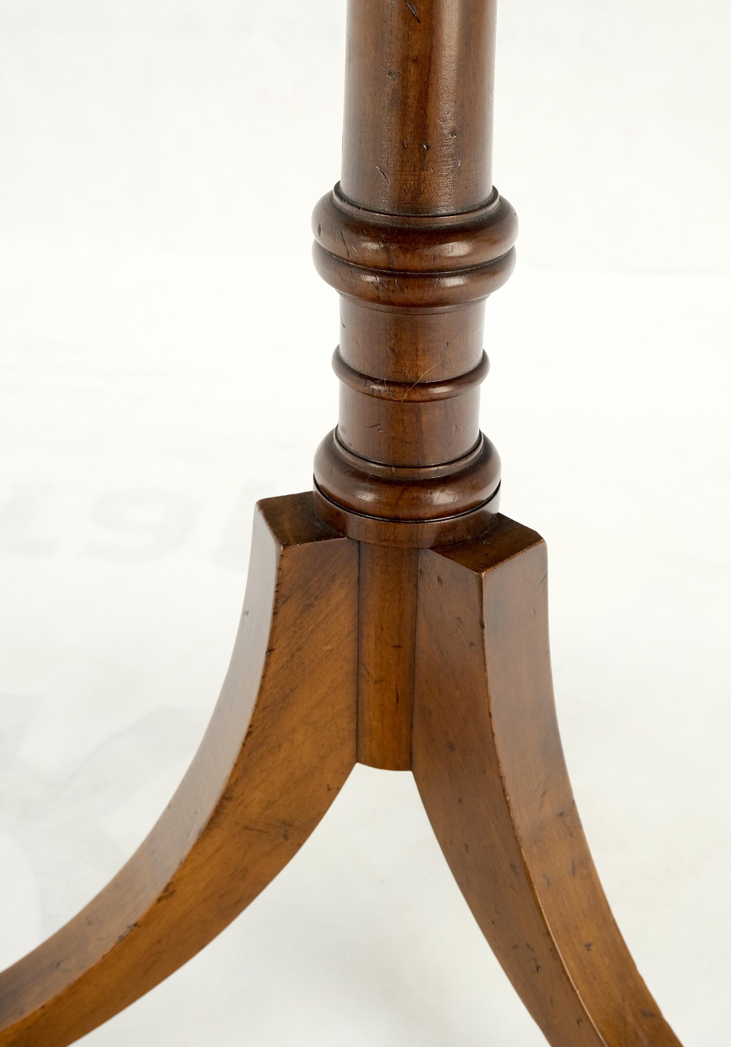 20th Century Fine Octagonal Shape Banded Burl Wood Tripod Base Occasional Table Stand Mint!