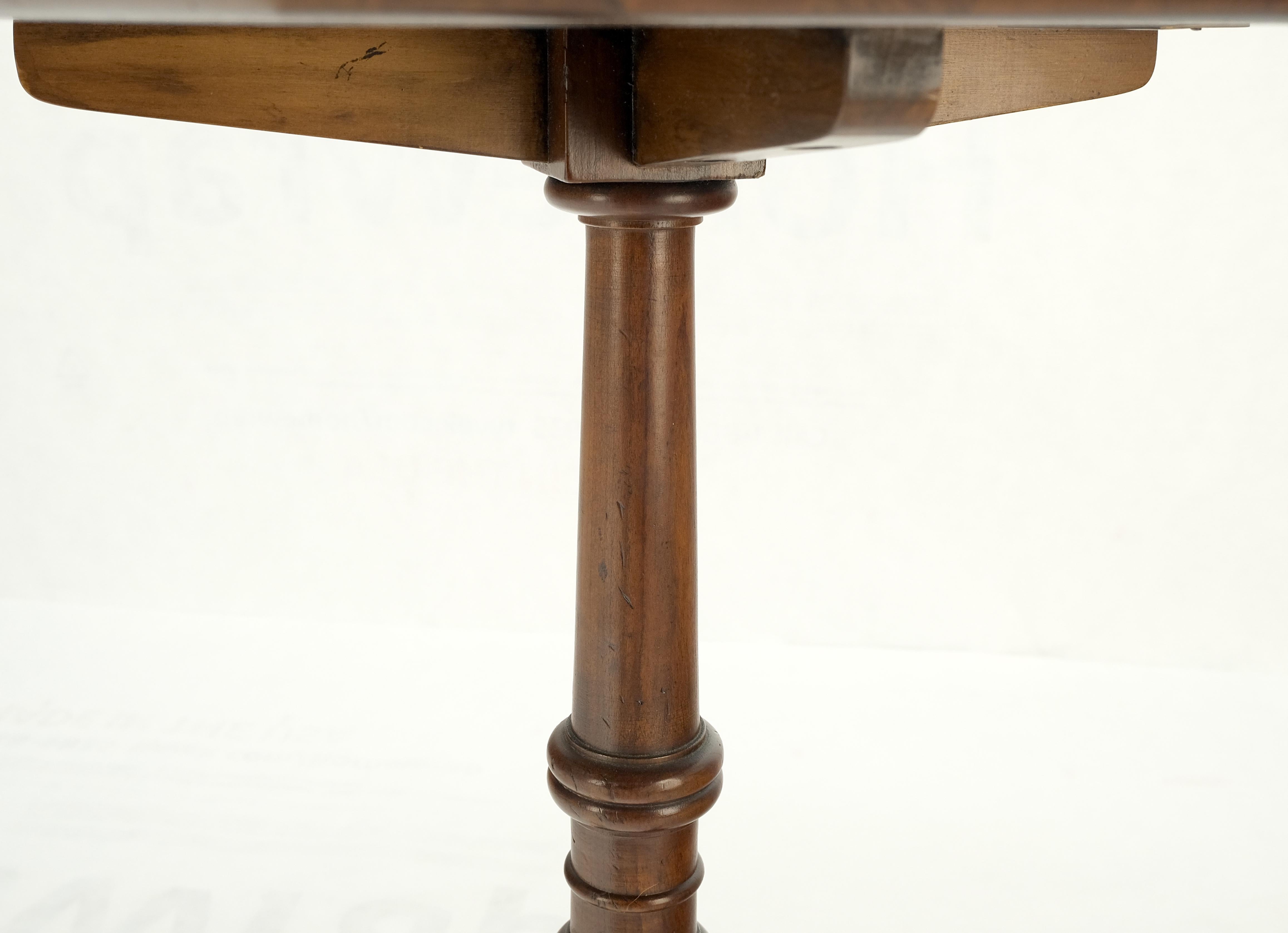 Walnut Fine Octagonal Shape Banded Burl Wood Tripod Base Occasional Table Stand Mint!