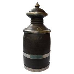 Fine Old Himalayan Tibetan Wood Silver Beer Chaang Container 中国古董藏族古董