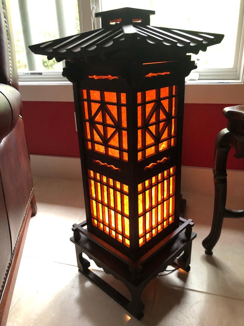 Wood Fine Old Japanese Tall Shoji Floor Light Midcentury, Immediately Usable