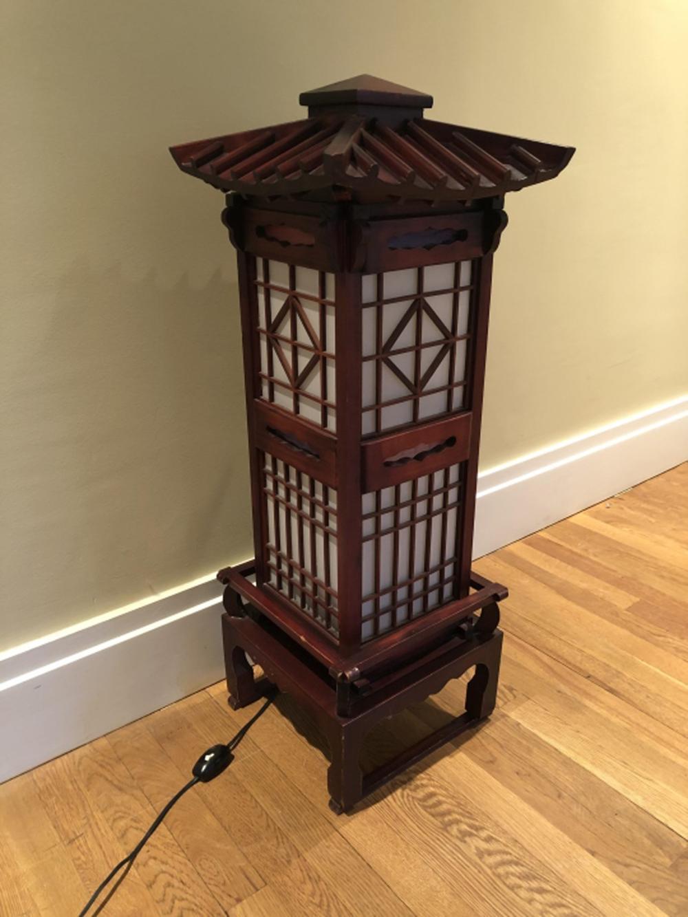 Showa Fine Old Japanese Tall Shoji Floor Light Midcentury, Immediately Usable