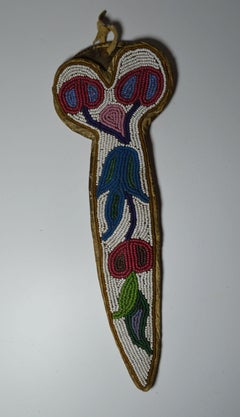 Fine Old Native American Indian Chippewa Beaded Scissors Case and Knife Sheath