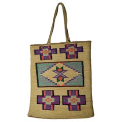 Antique Fine Old Native American Indian Plateau Corn Husk Bag