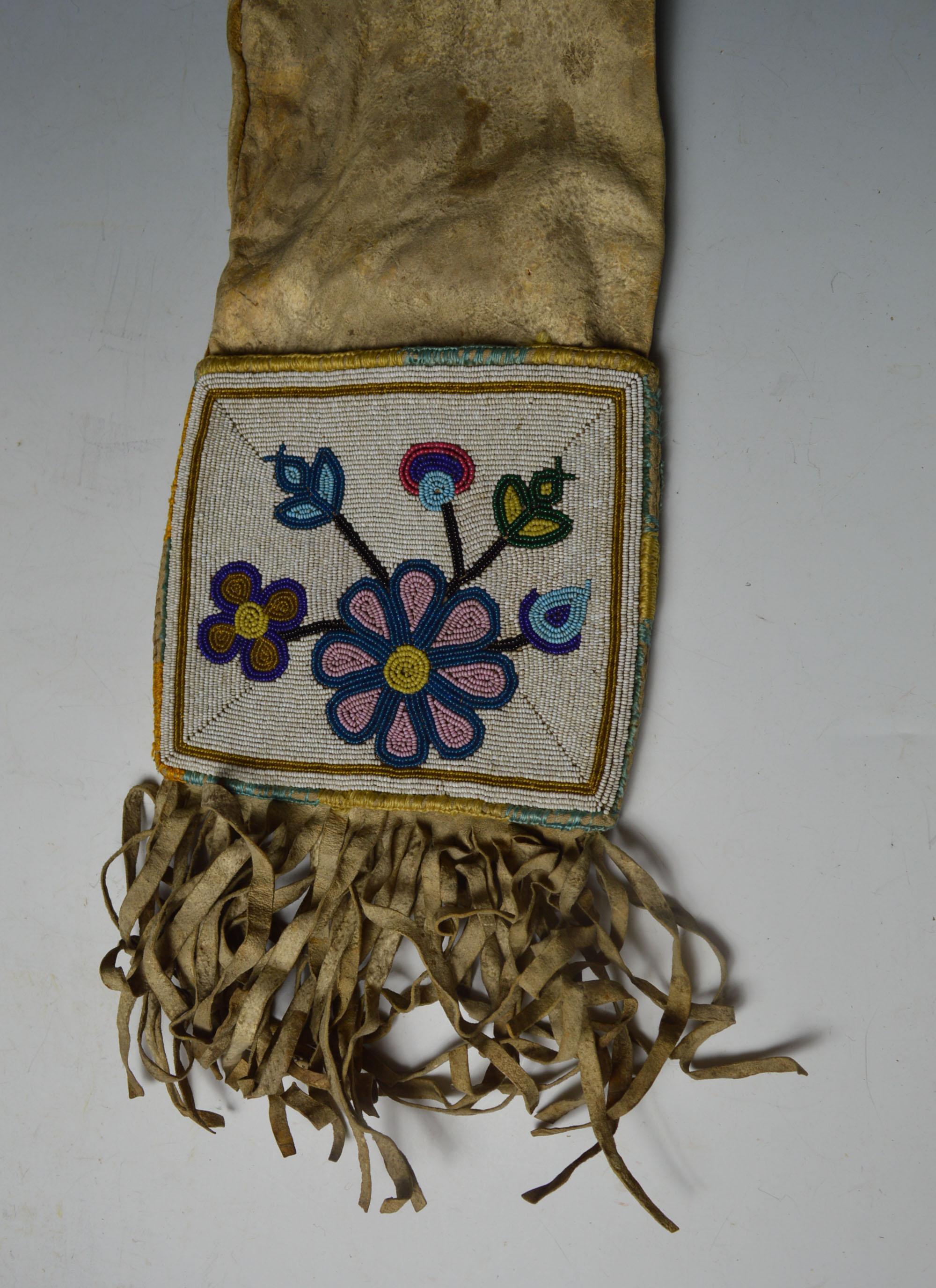 North American Fine Old Native American Ojibwe Beaded Pipe Bag, 19th Century
