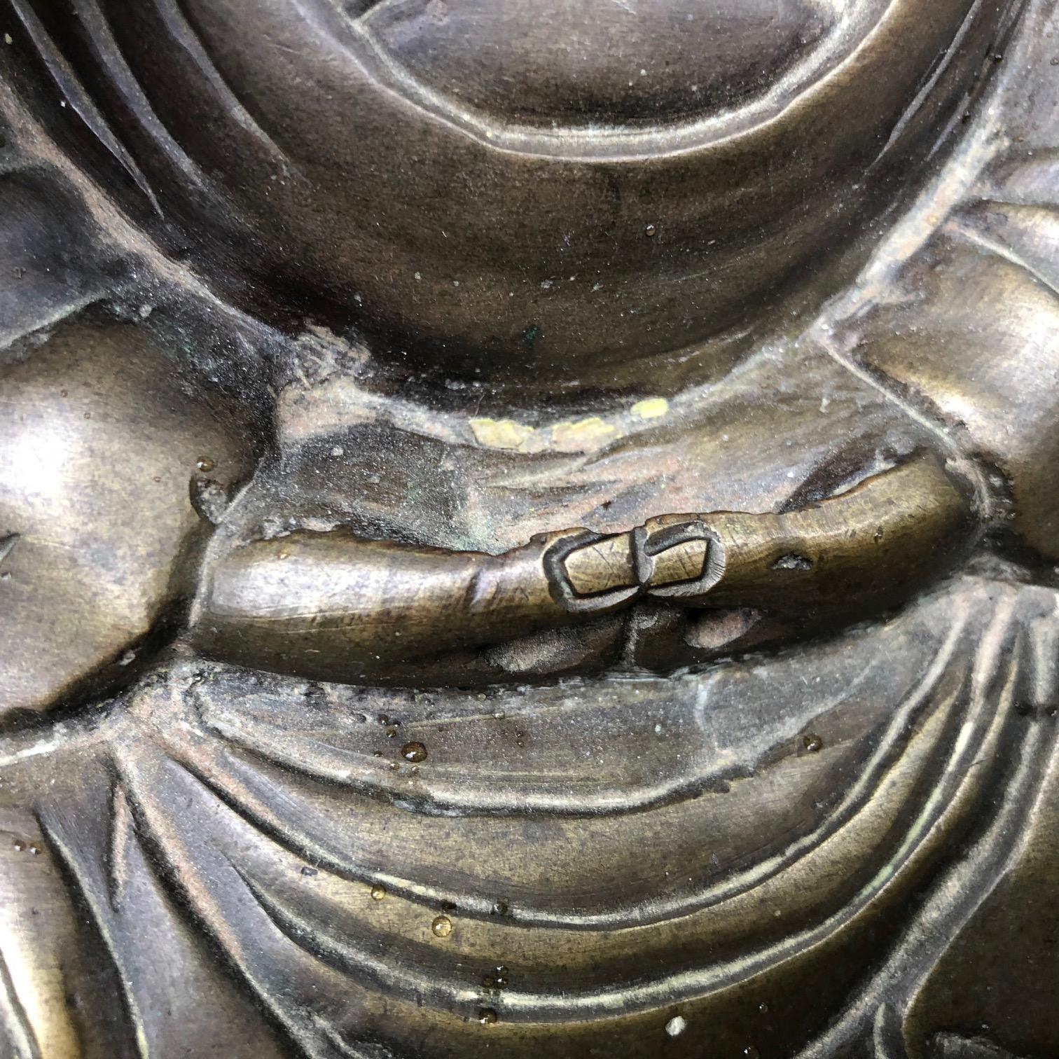 Fine Old Pair Japanese Bronze Seated Buddhas 5
