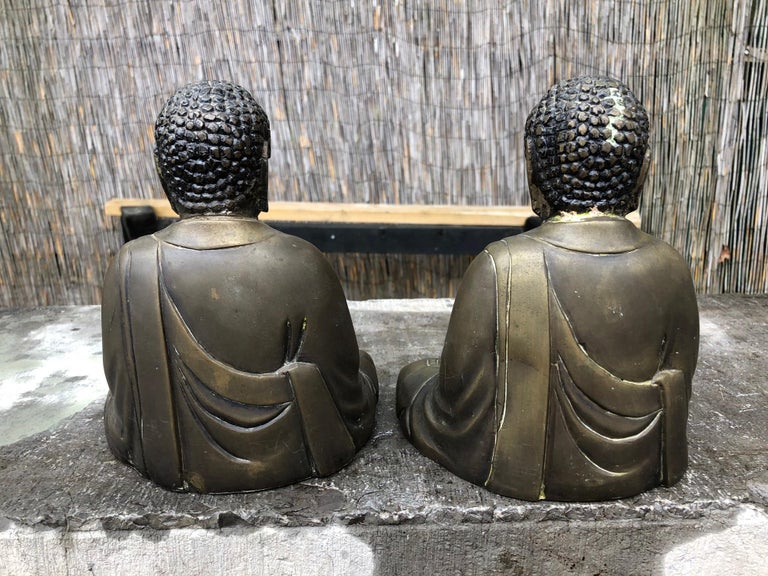 Fine Old Pair Japanese Bronze Seated Buddhas at 1stDibs