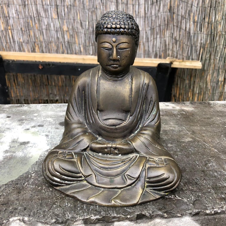 Fine Old Pair Japanese Bronze Seated Buddhas at 1stDibs
