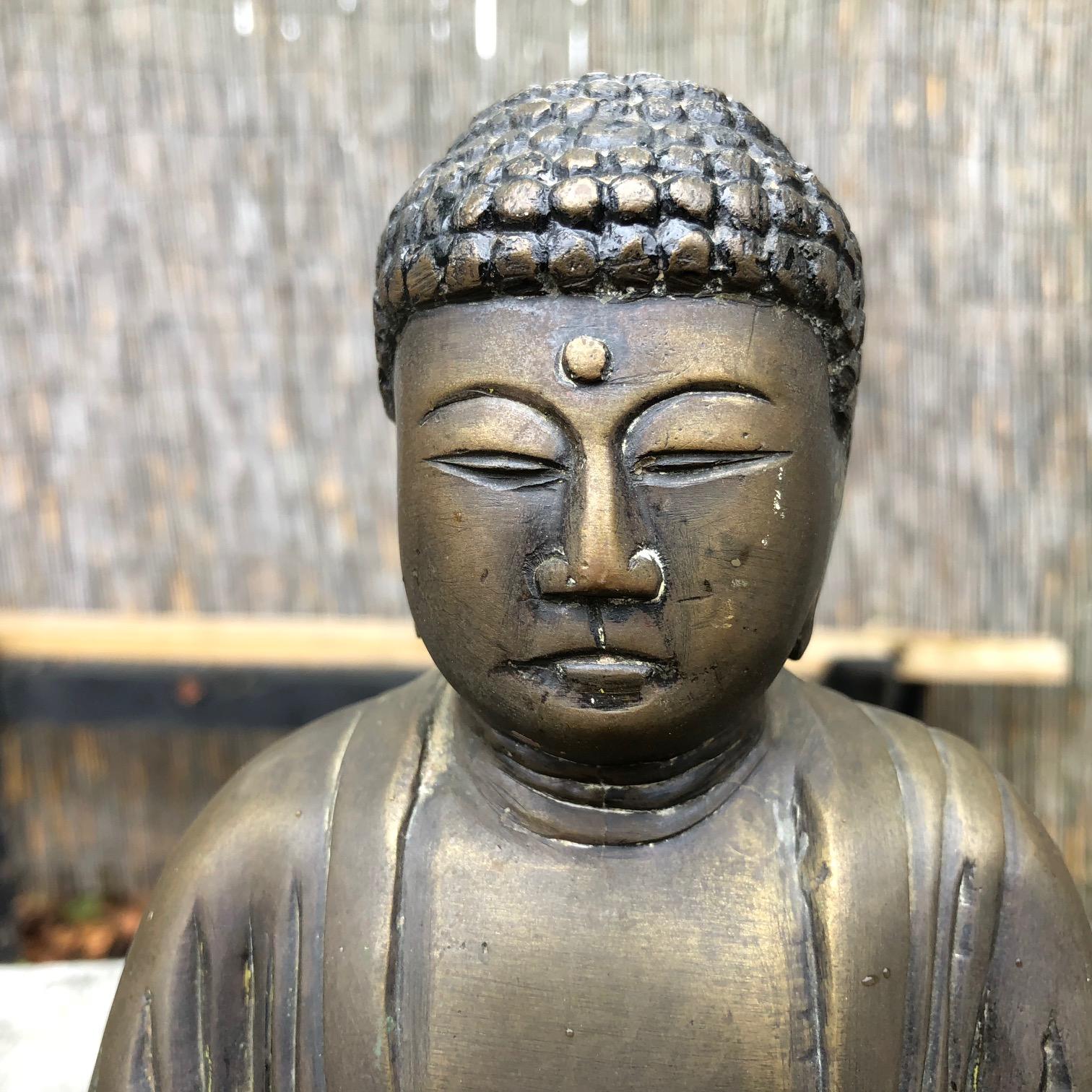 20th Century Fine Old Pair Japanese Bronze Seated Buddhas