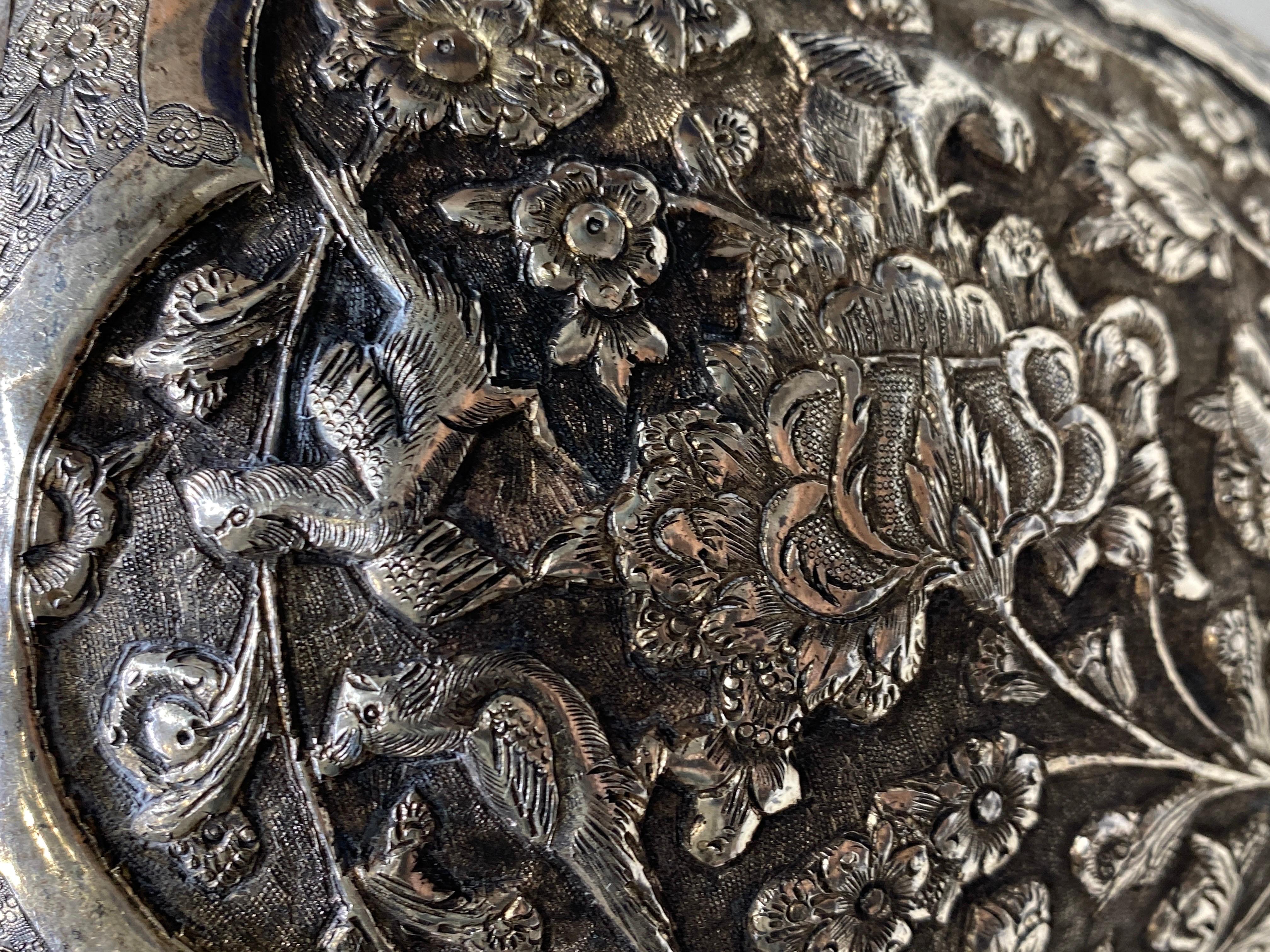 Feine alte persische islamische Qhalamzani-Repousse-Silbervase 5