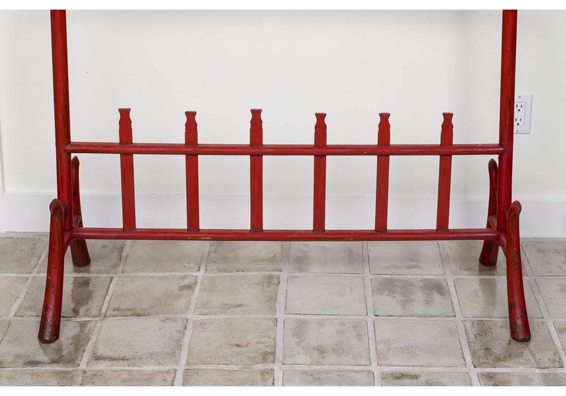 Fine Older Chinese Robe Rack in Cinnabar Paint For Sale 5