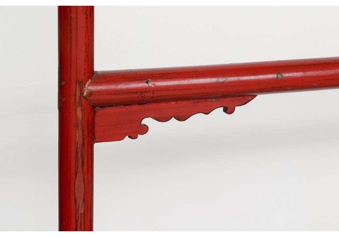 Hand-Carved Fine Older Chinese Robe Rack in Cinnabar Paint For Sale