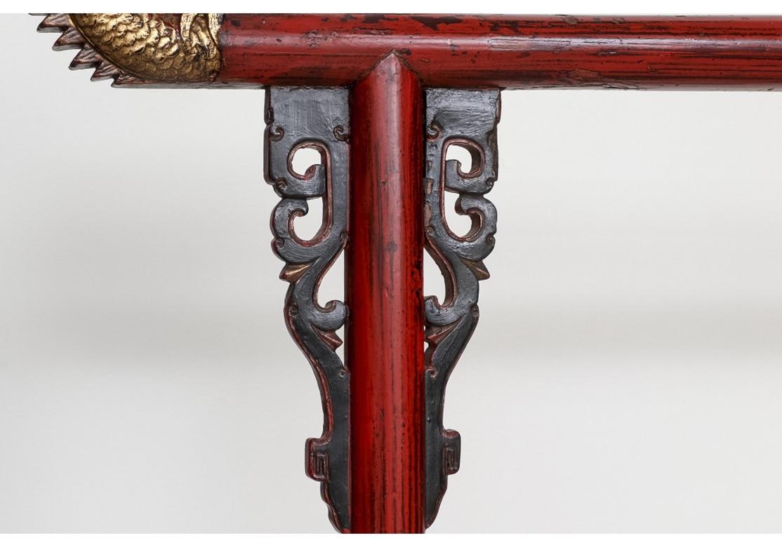 20th Century Fine Older Chinese Robe Rack in Cinnabar Paint For Sale